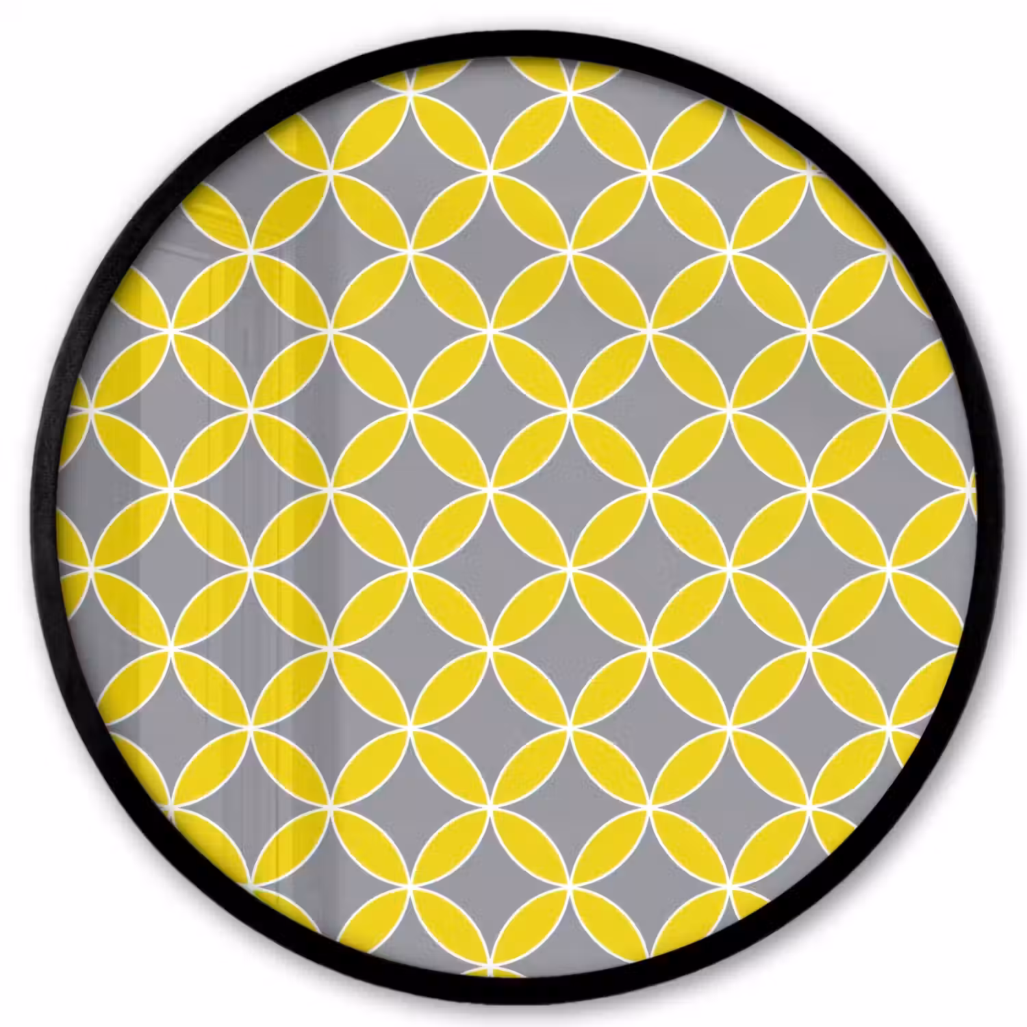 Geometrisch - Cirkels - Modern - Grijs - Geel Fotolijst rond zonder passe partout klein 856 -3d