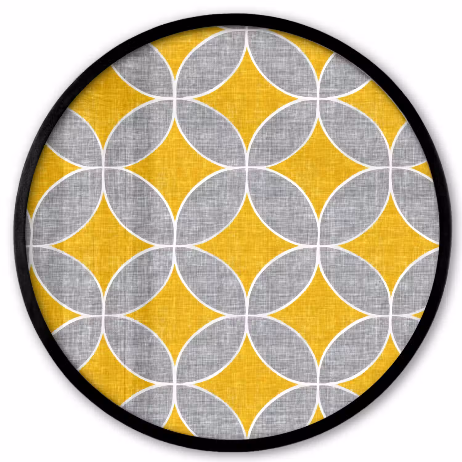 Geometrisch - Cirkels - Textuur - Grijs - Geel Fotolijst rond zonder passe partout klein 856 -3d