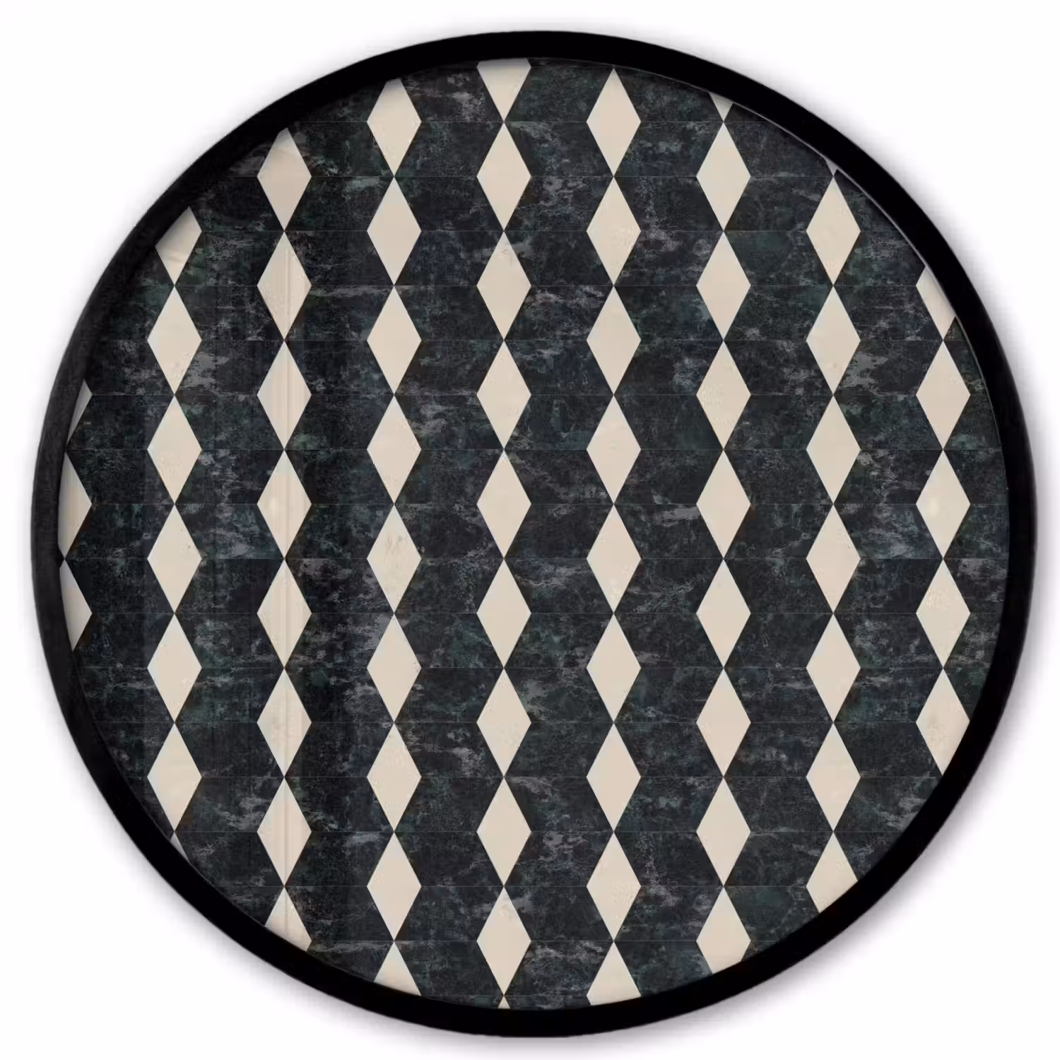 Geometrisch - Patroon - Marmer - Groen Fotolijst rond zonder passe partout klein 856 -3d