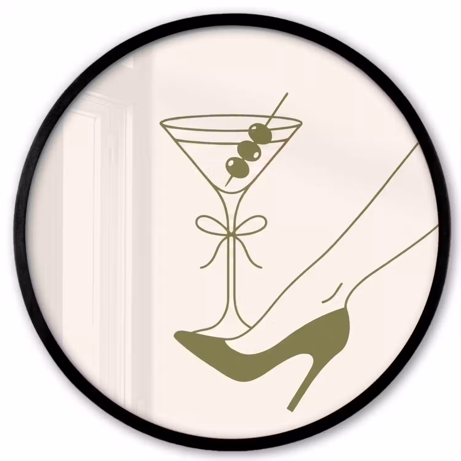 Drank - Martini - Hoge hak - Mode - Groen Fotolijst rond zonder passe partout klein -3d