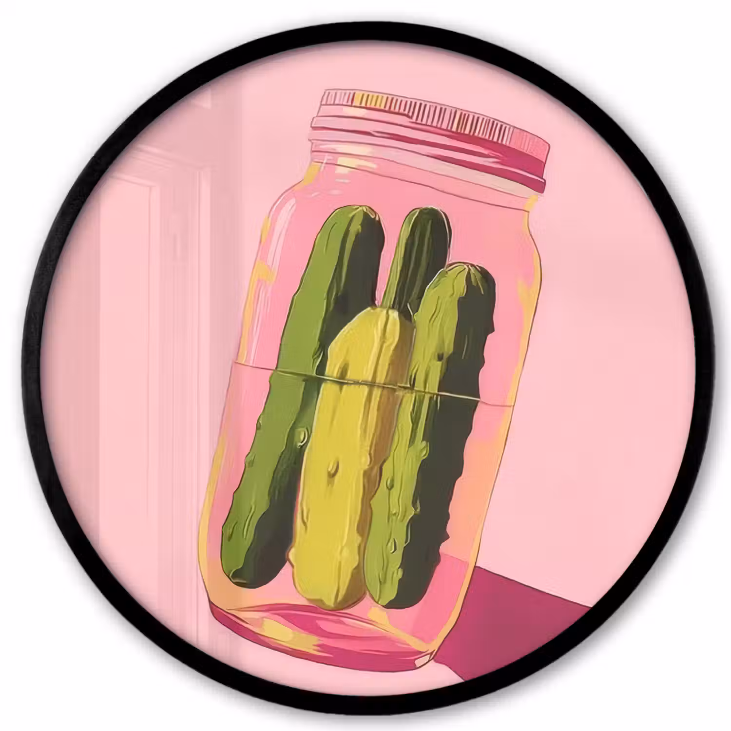 Augurken - Pot - Schaduw - Roze Fotolijst rond zonder passe partout klein -3d