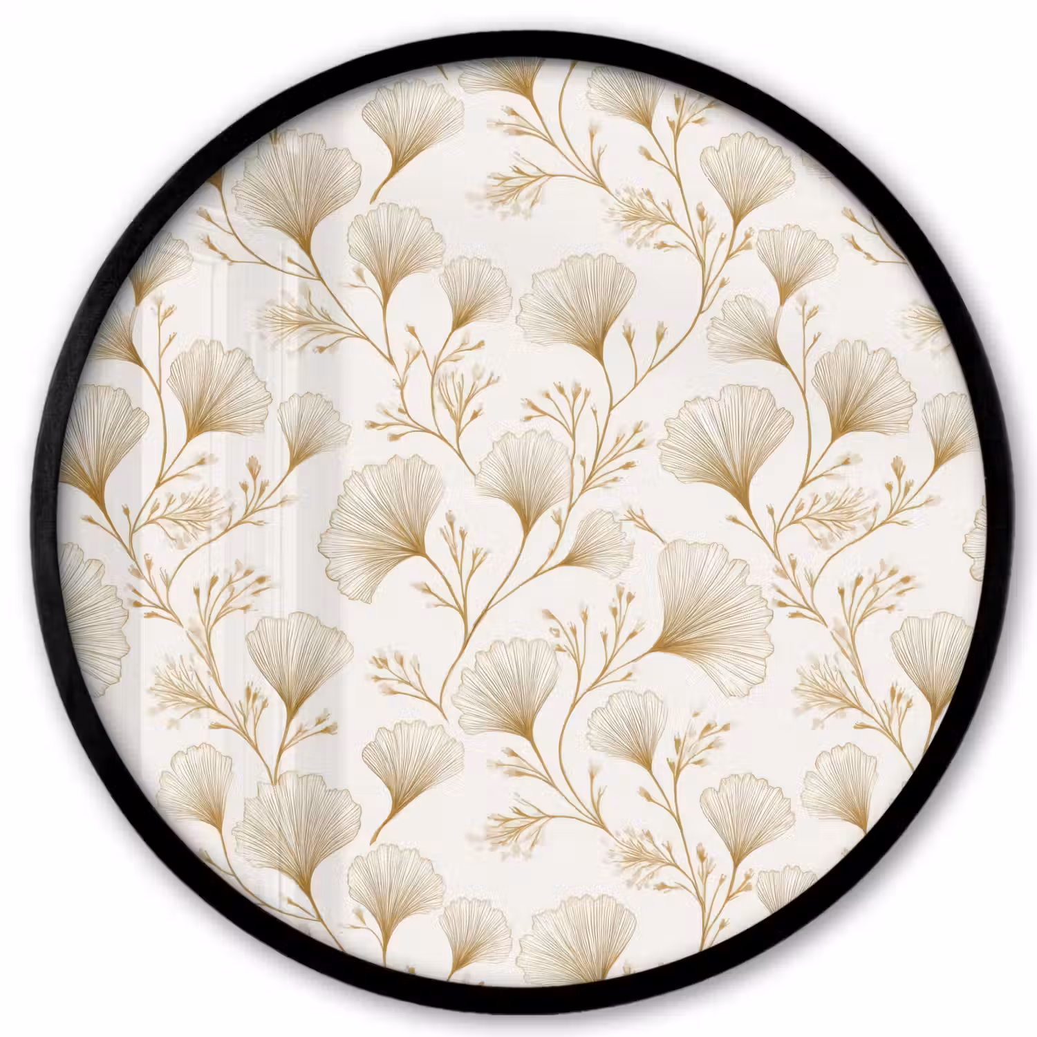 Ginkgo - Takken - Goud Fotolijst rond zonder passe partout klein 856 -3d