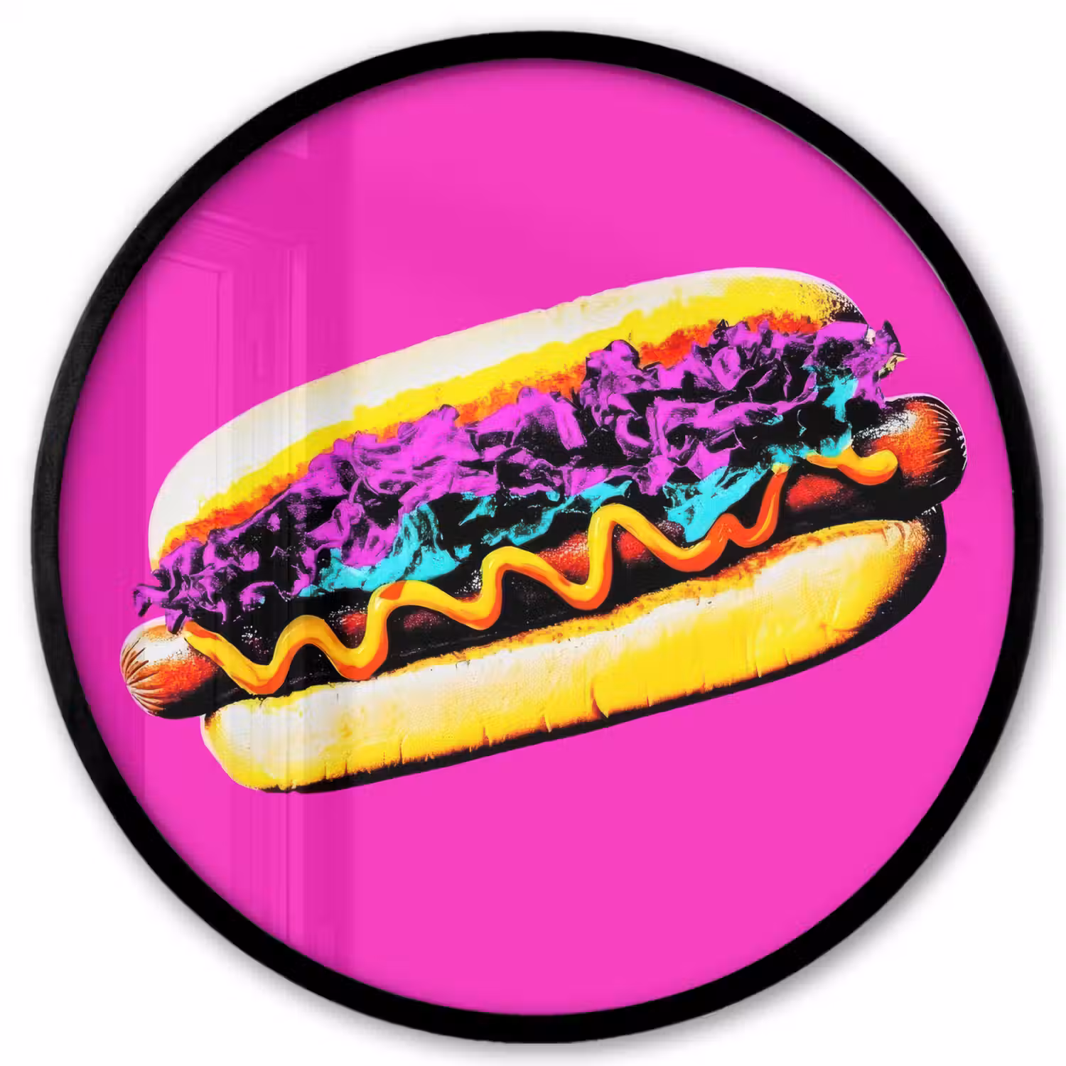 Hotdog - Roze - Retro Fotolijst rond zonder passe partout klein -3d