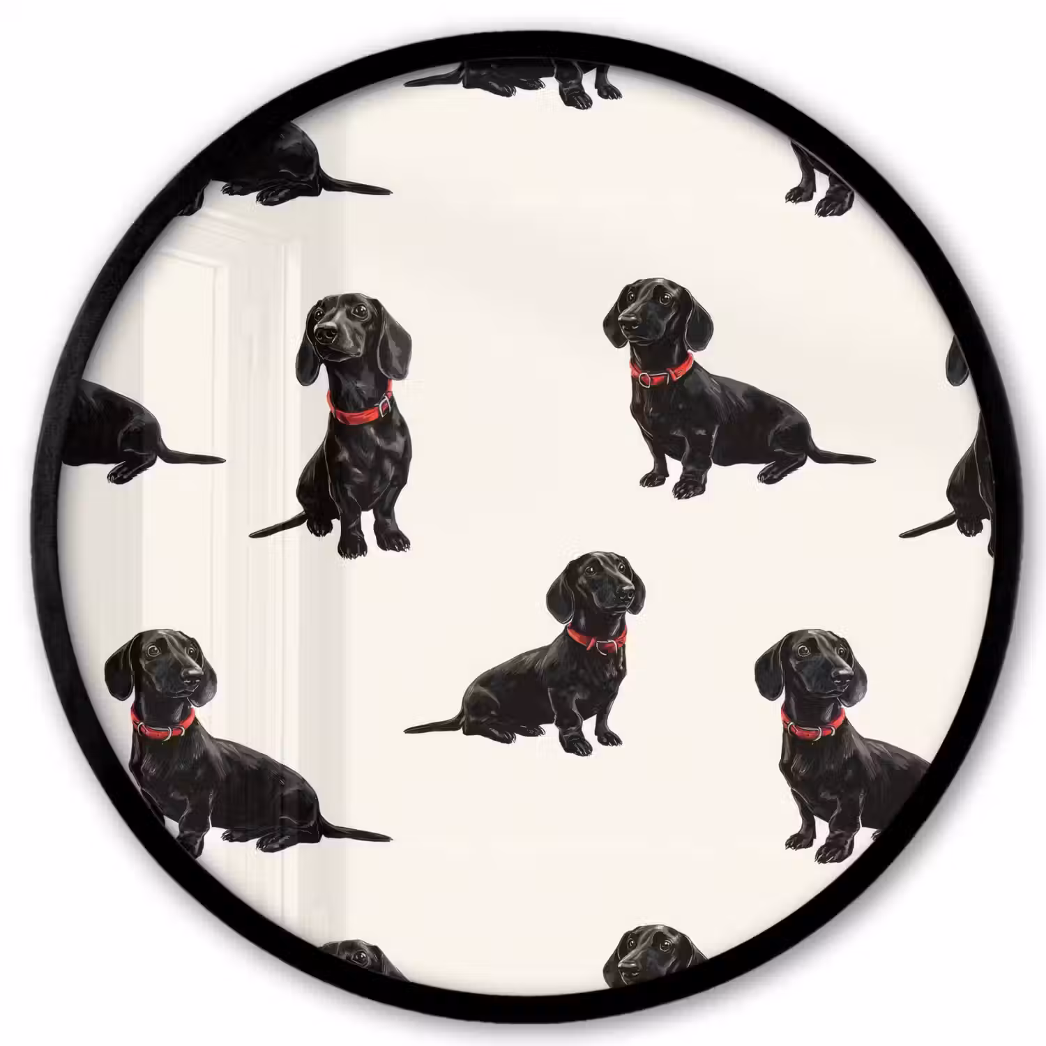 Hond - Patroon - Zwart Fotolijst rond zonder passe partout klein 856 -3d