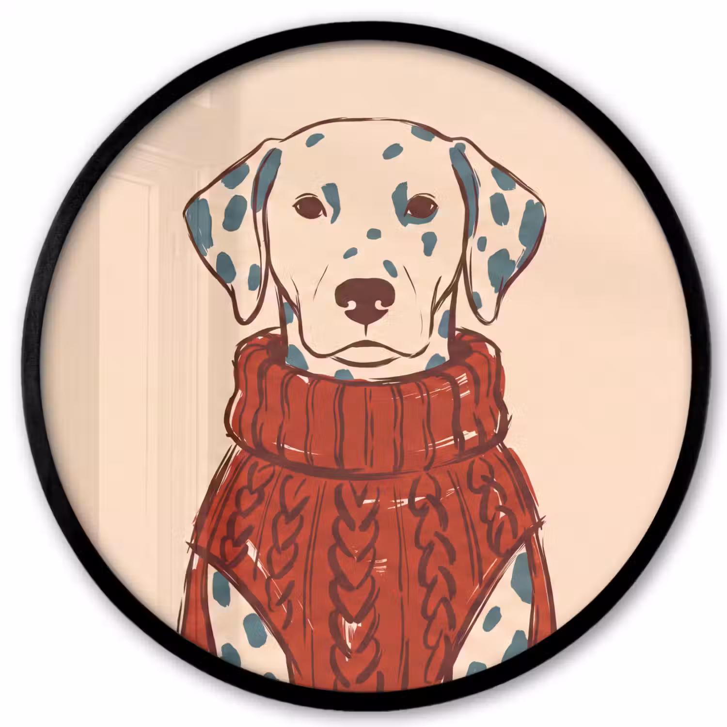 Hond - Trui - Winter - Dieren - Rood Fotolijst rond zonder passe partout klein -3d