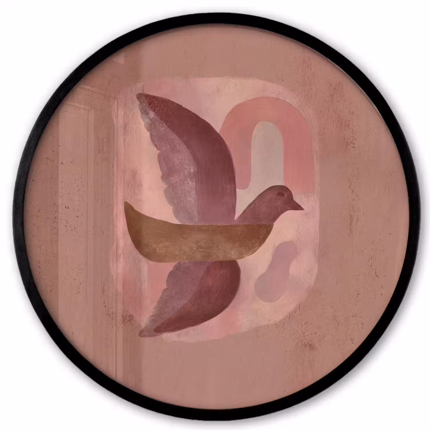 Illustratie - Vogels - Abstract - Roze Fotolijst rond zonder passe partout klein -3d