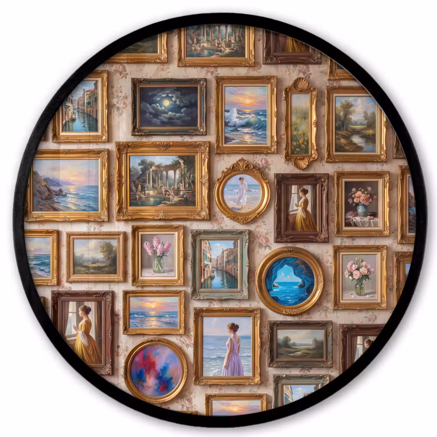 Interieur - Kunst - Collectie - Klassiek - Goud Fotolijst rond zonder passe partout klein -3d