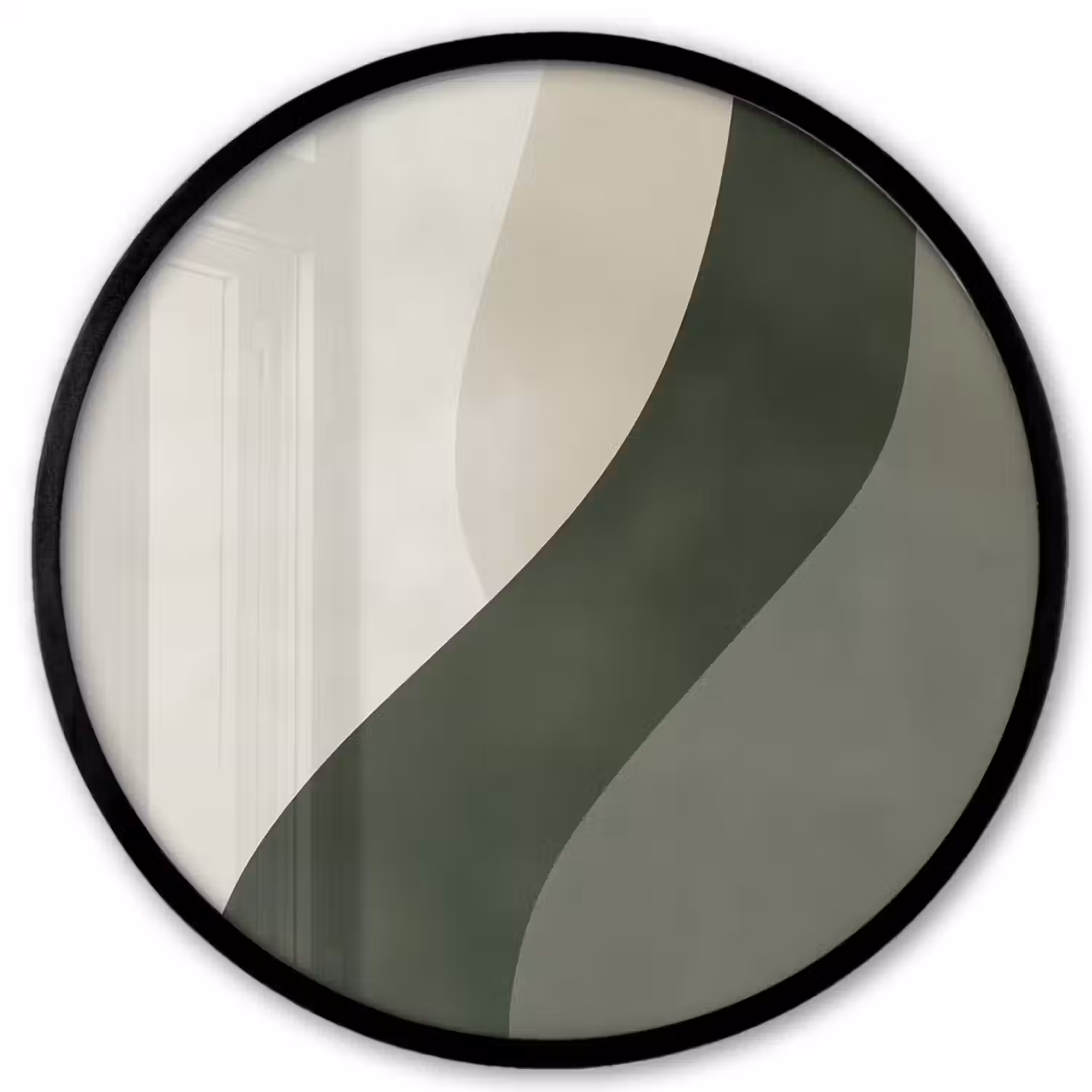 Japandi - Groen - Abstract - Modern Fotolijst rond zonder passe partout klein -3d