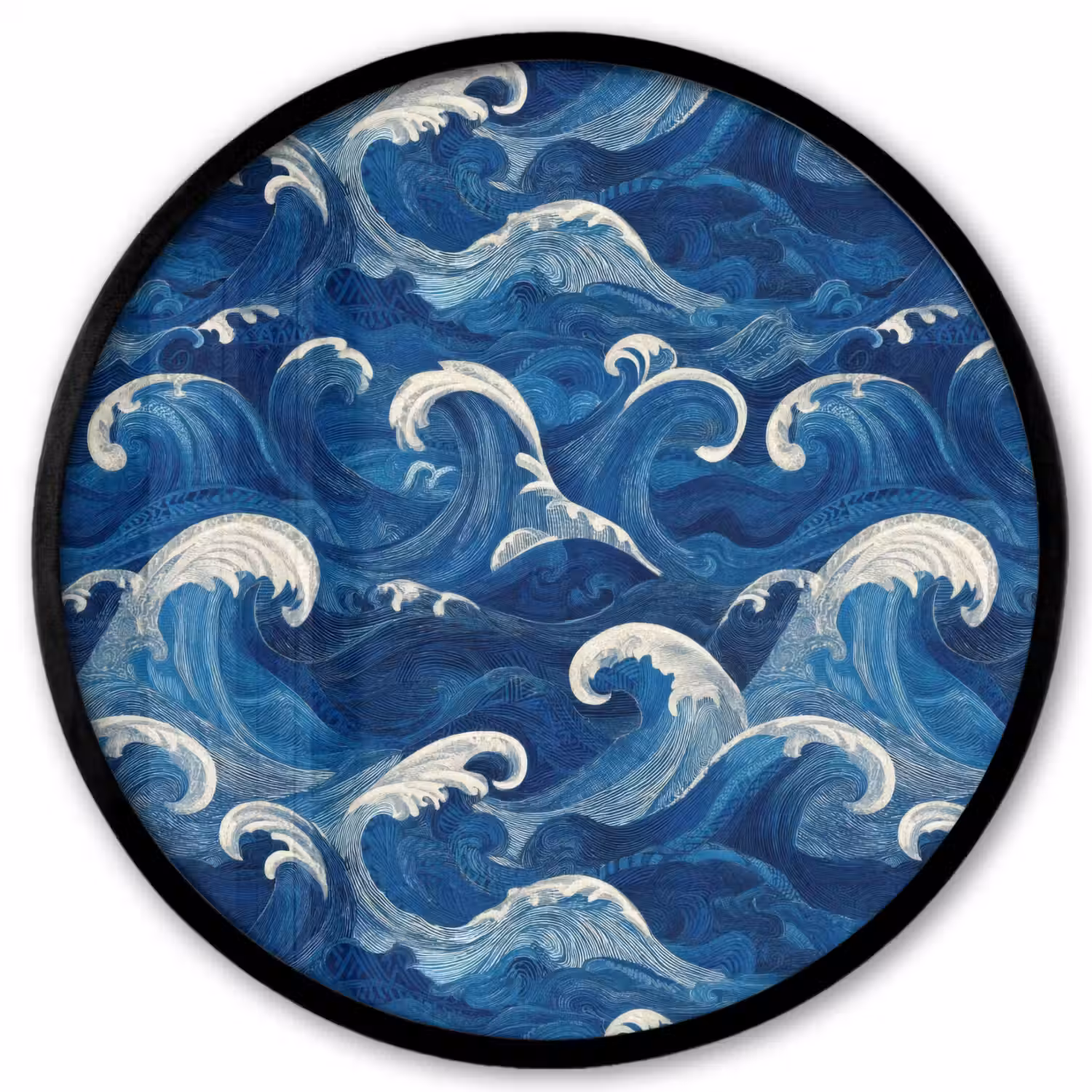 Japans - Oceaan - Golven - Blauw Fotolijst rond zonder passe partout klein 856 -3d