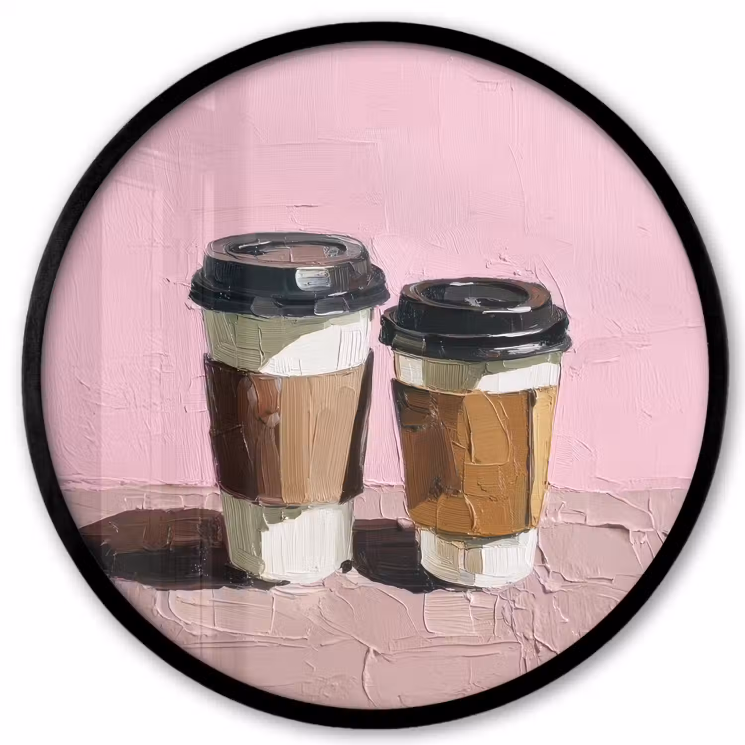 Koffiebekers - Deksel - Verf - Textuur Fotolijst rond zonder passe partout klein -3d