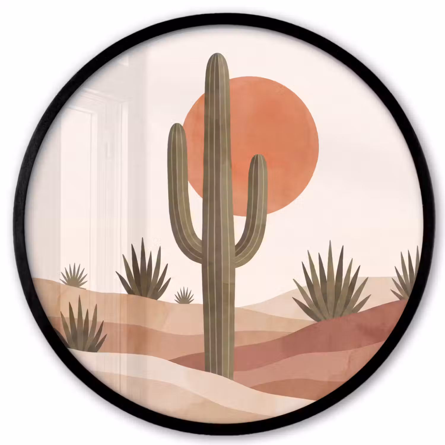 Cactus - Duinen - Modern - Landschap - Groen Fotolijst rond zonder passe partout klein -3d