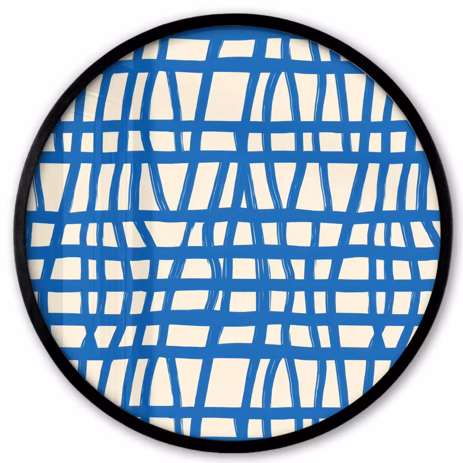 Ruitpatroon - Blauw - Crème Fotolijst rond zonder passe partout klein 856 -3d