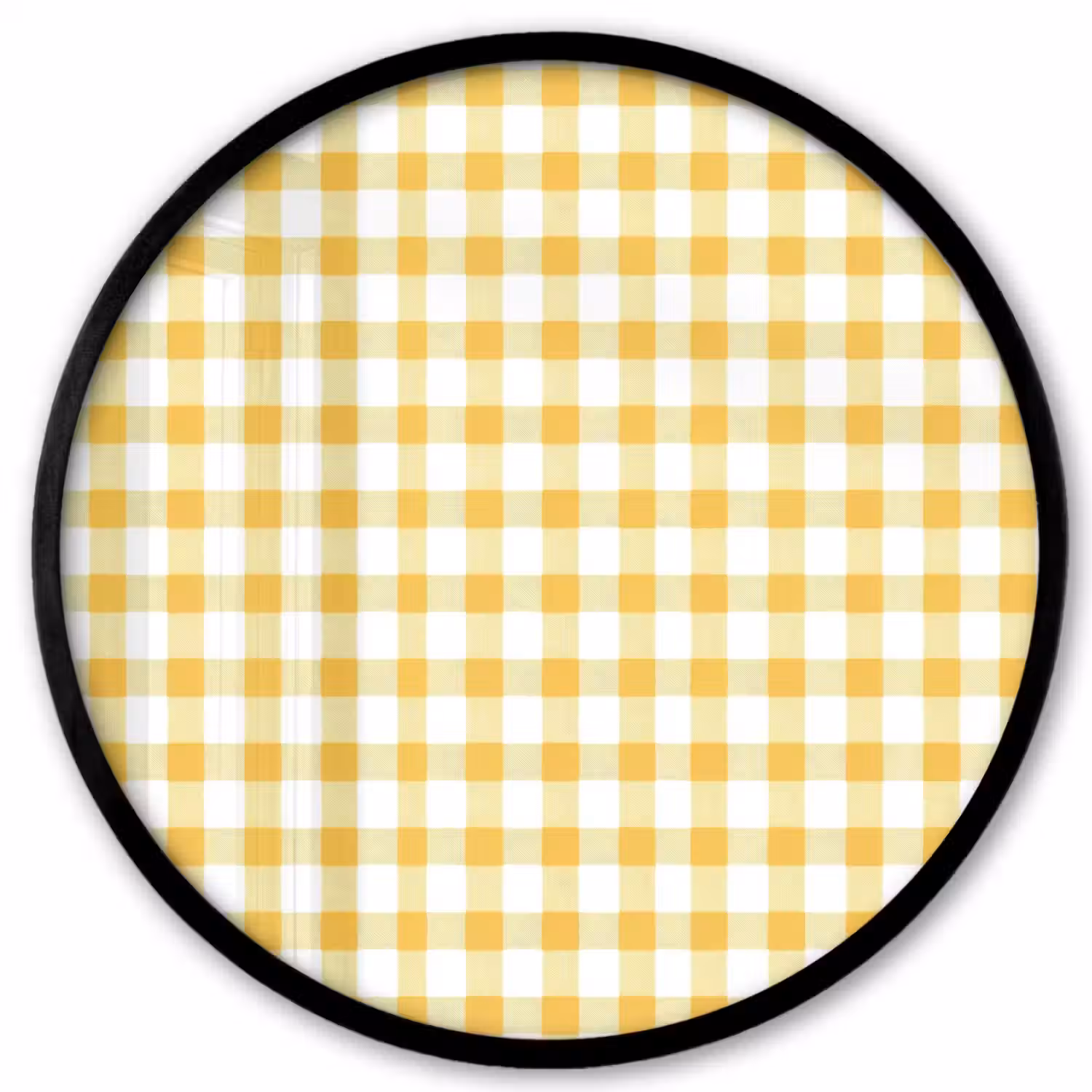 Ruit - Gingham - Klassiek - Geel en Wit Fotolijst rond zonder passe partout klein 856 -3d
