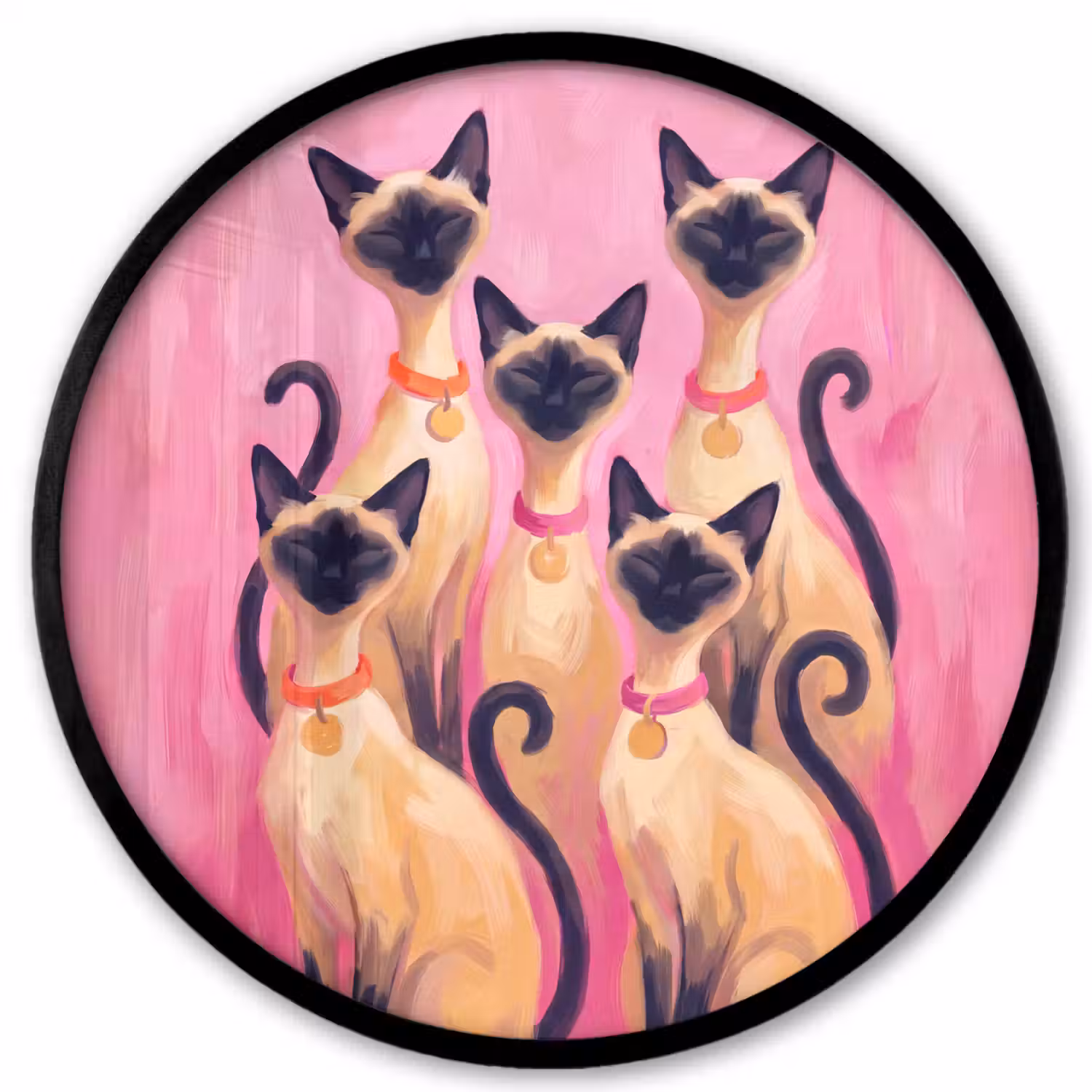 Kat - Groep - Dieren - Modern - Roze Fotolijst rond zonder passe partout klein -3d