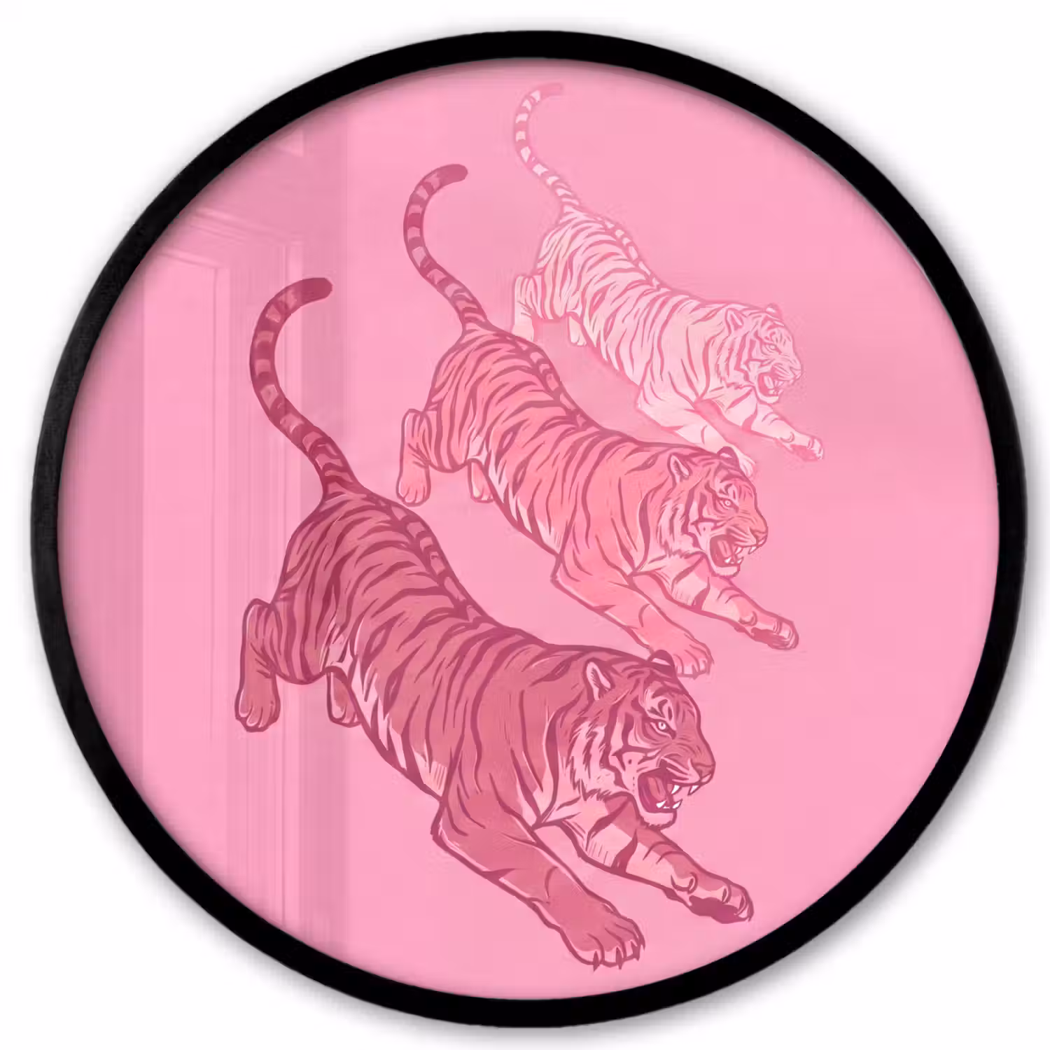Kat - Springend - Dieren - Roze - Modern Fotolijst rond zonder passe partout klein -3d