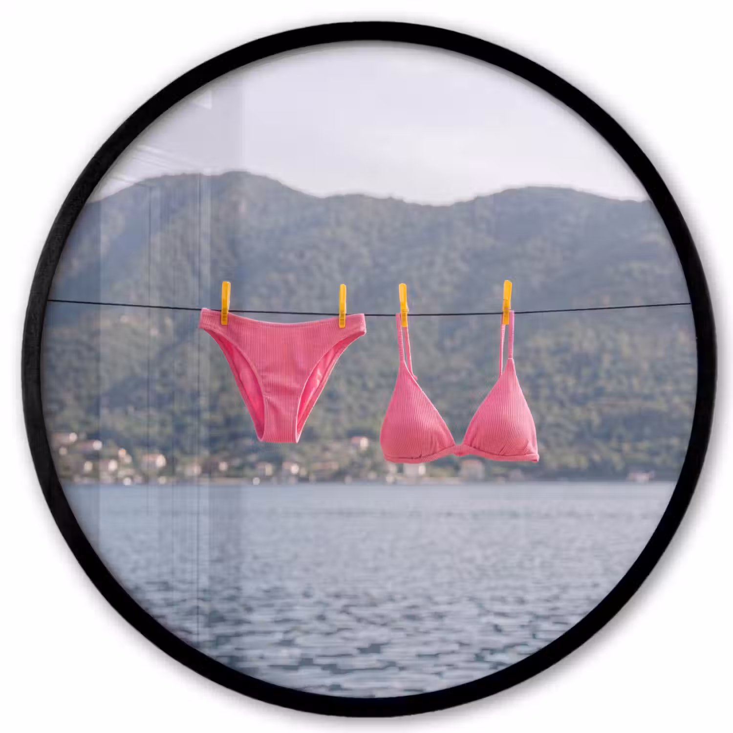 Kleding - Badkleding - Waslijn - Zomer - Roze Fotolijst rond zonder passe partout klein -3d