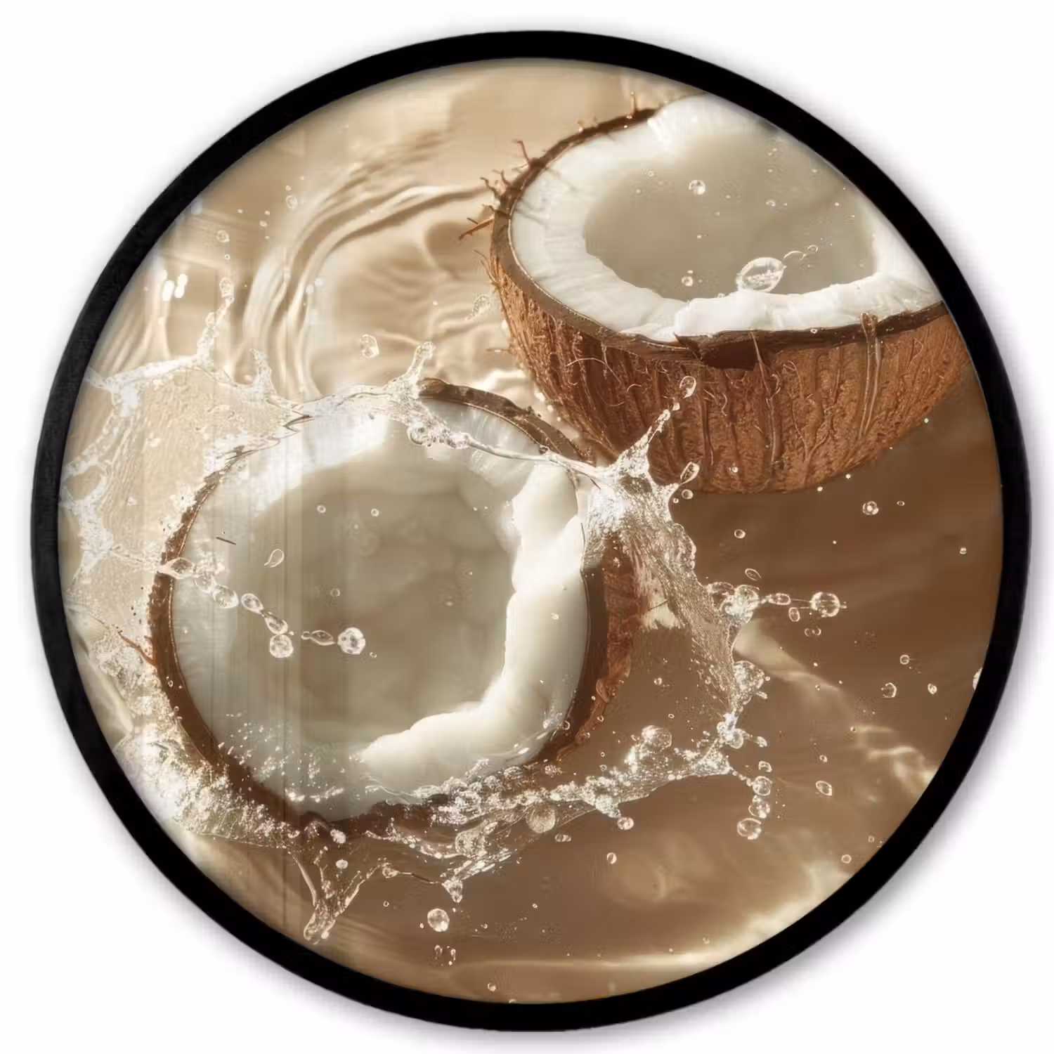 Kokosnoot - Water - Beige - Spetters Fotolijst rond zonder passe partout klein -3d