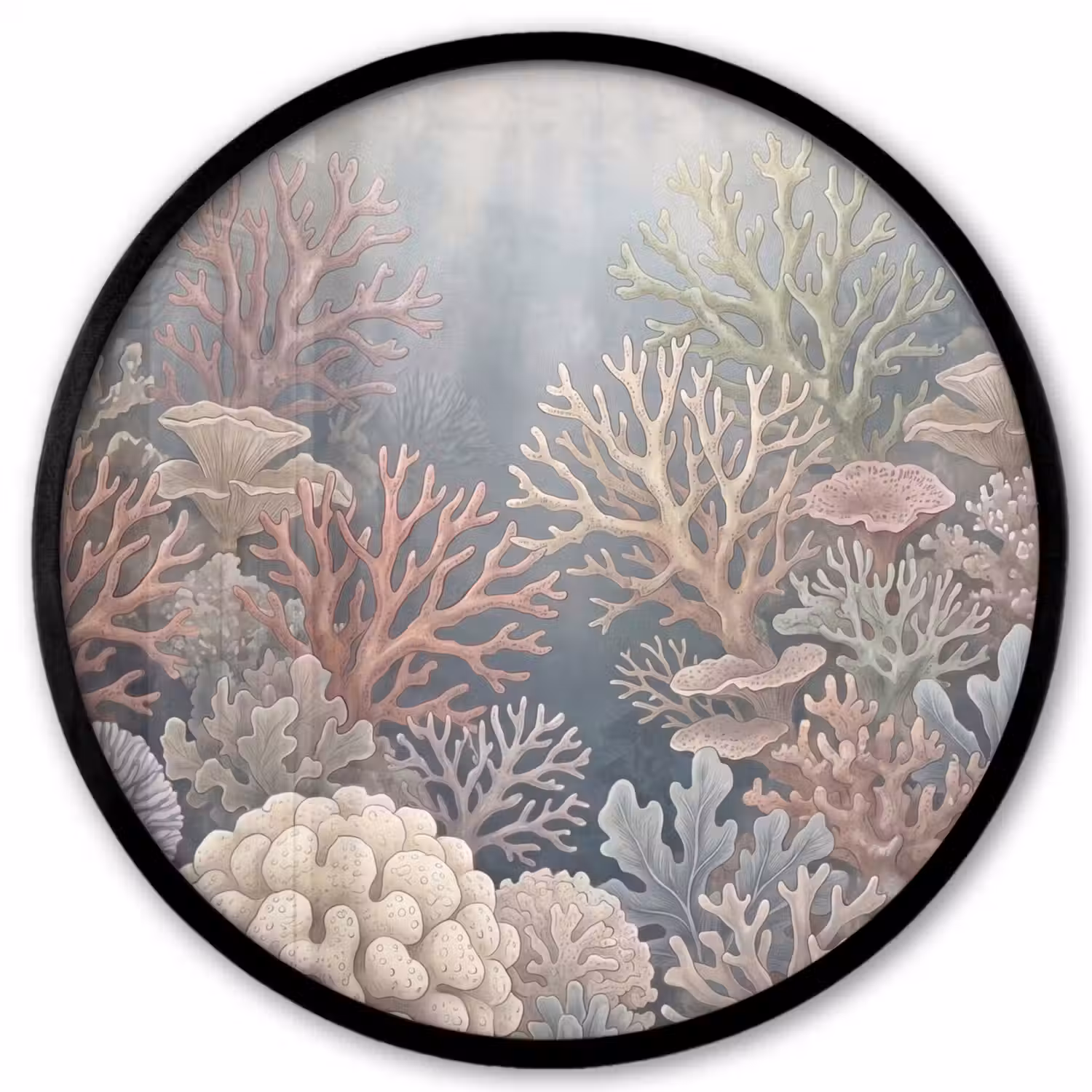 Koraal - Zeeleven - Onderwater - Illustratie - Natuur Fotolijst rond zonder passe partout klein -3d