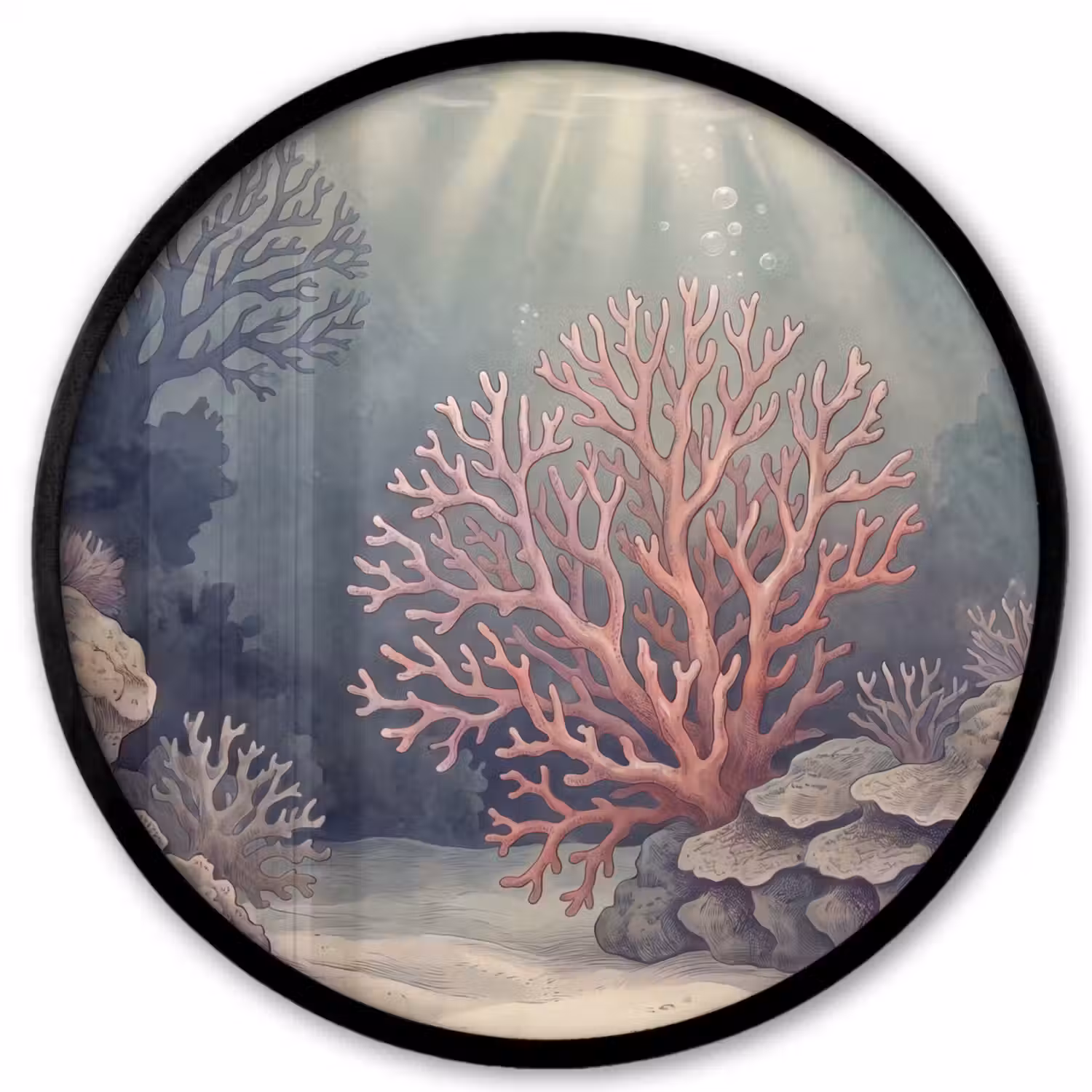 Koraal - Onderwater - Natuur - Roze Fotolijst rond zonder passe partout klein -3d