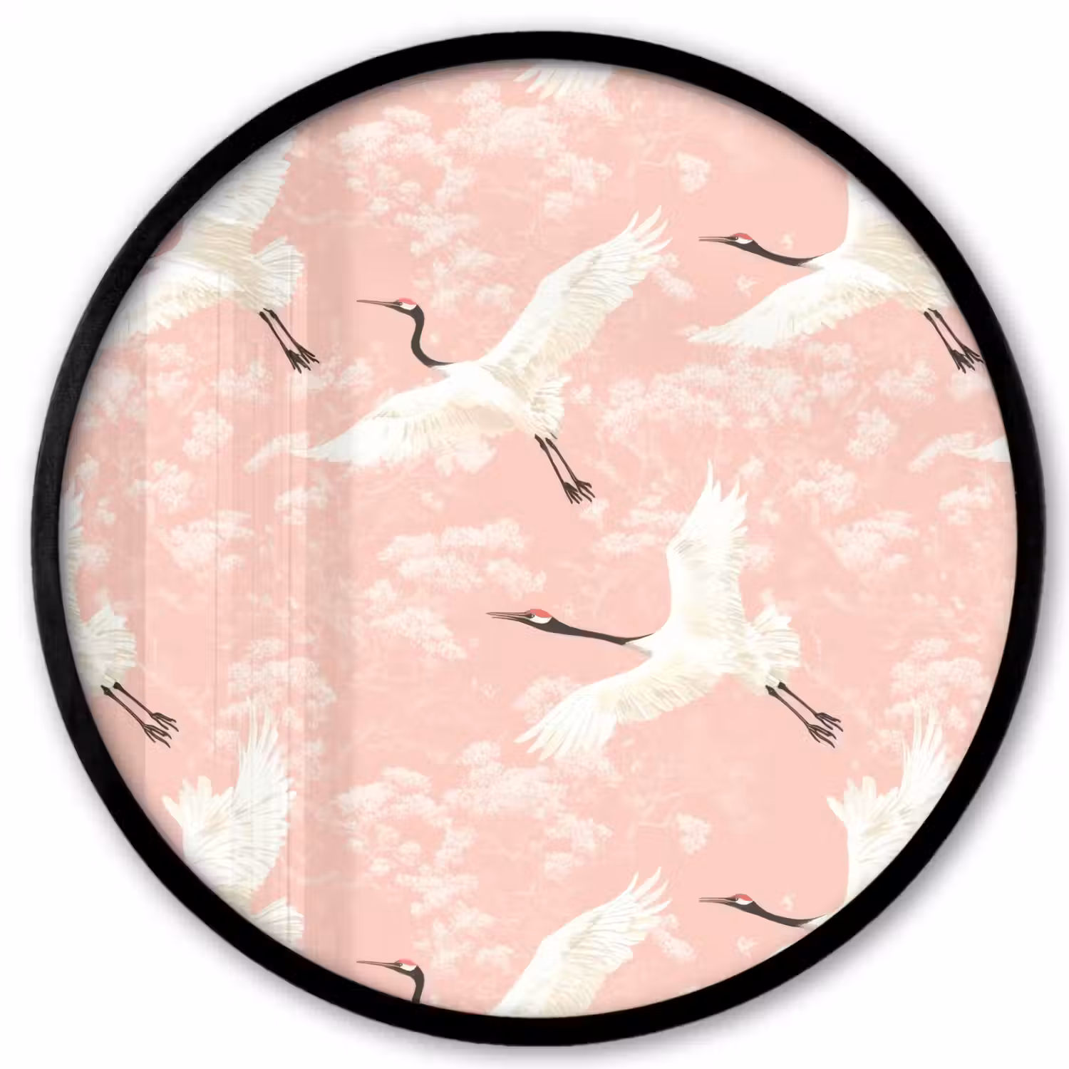 Kraanvogels - Bloesem - Roze Fotolijst rond zonder passe partout klein 856 -3d