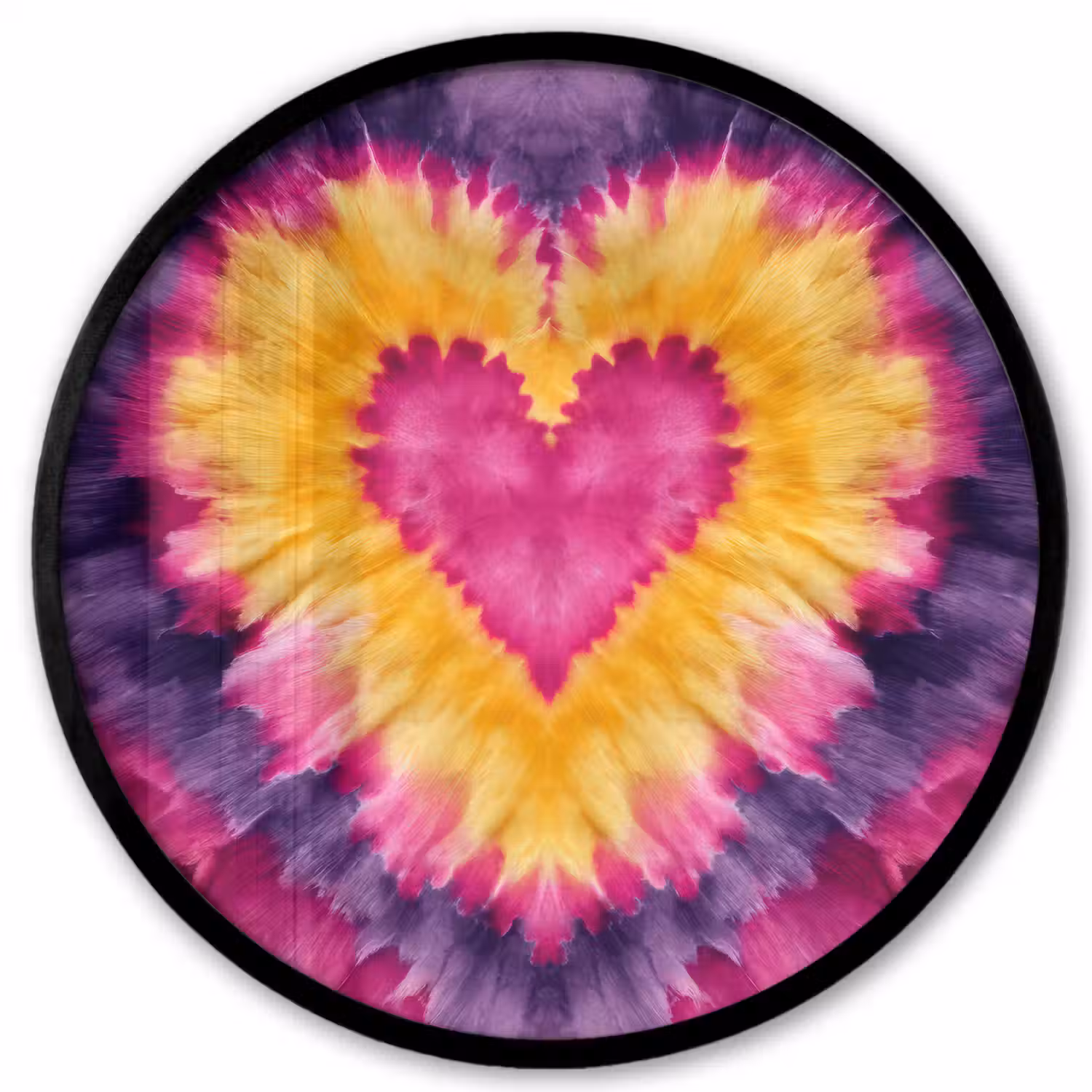 Tie dye - Hartvorm - Vlammen - Oranje Fotolijst rond zonder passe partout klein -3d