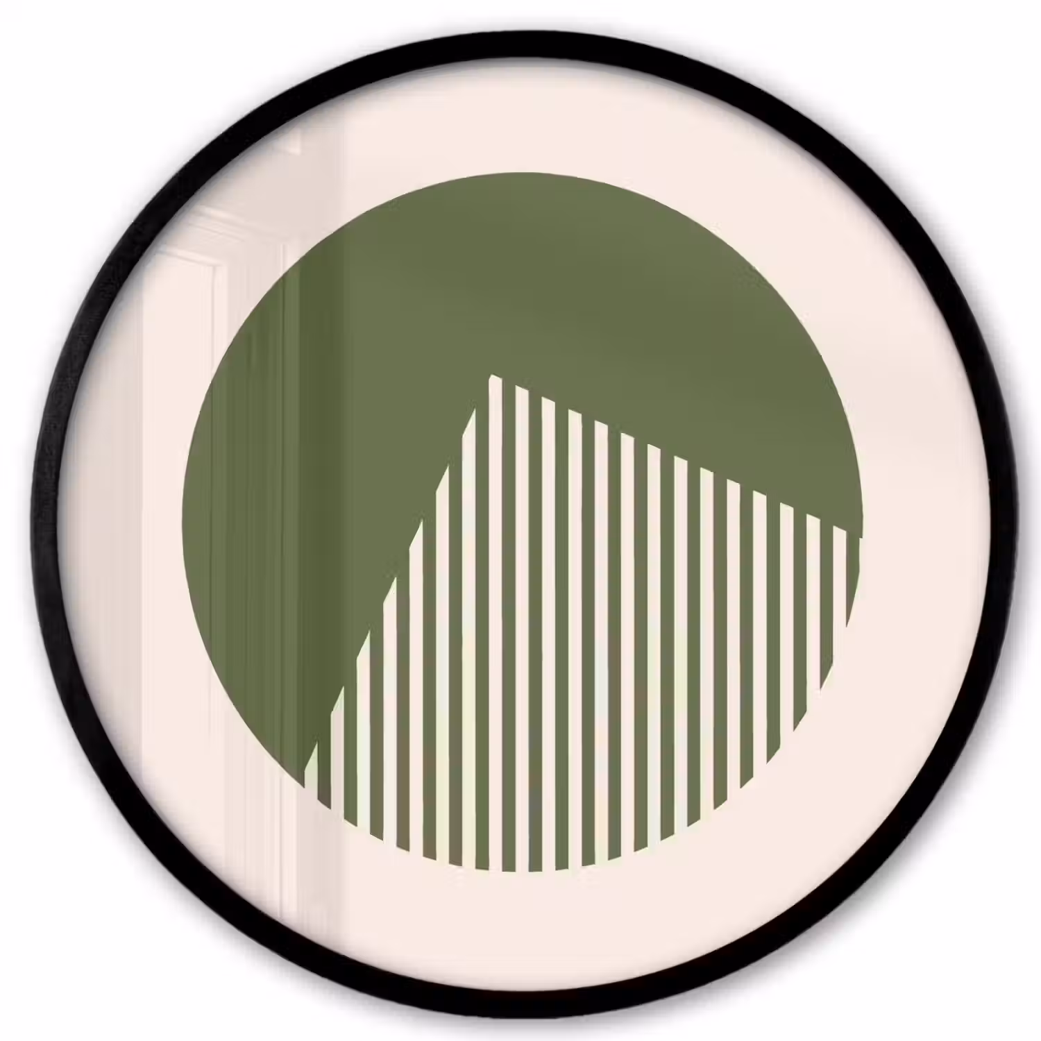 Cirkel - Strepen - Geometrisch - Abstract - Groen Fotolijst rond zonder passe partout klein -3d