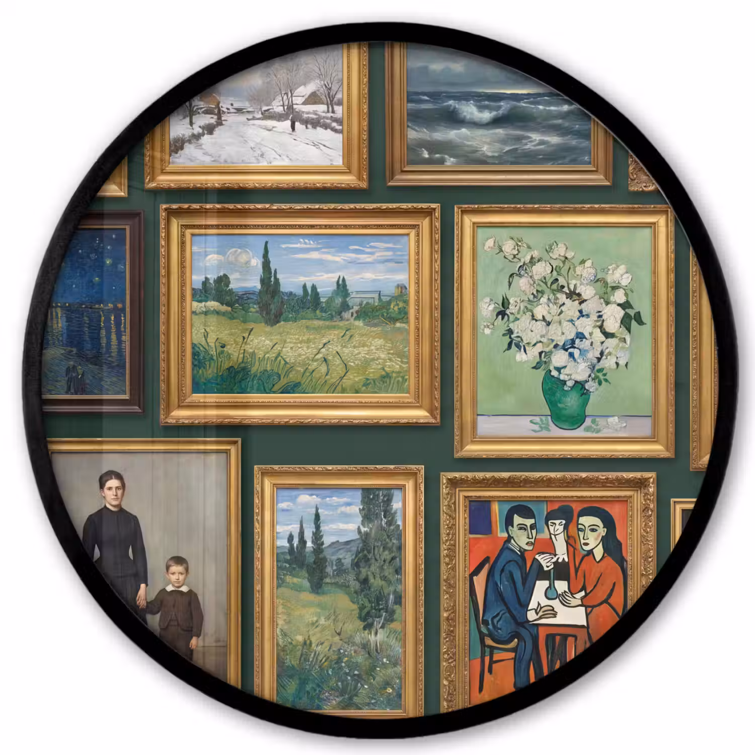Kunst - Schilderijen - Collectie - Klassiek - Groen Fotolijst rond zonder passe partout klein -3d