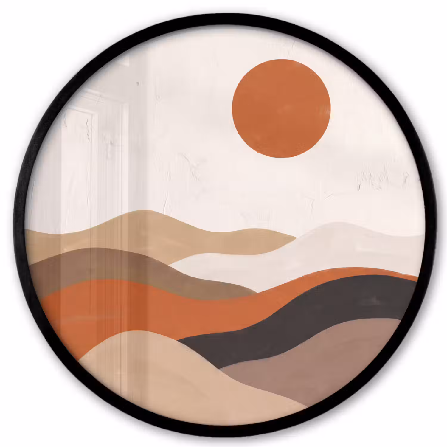Landschap - Heuvels - Zon - Abstract - Oranje Fotolijst rond zonder passe partout klein -3d