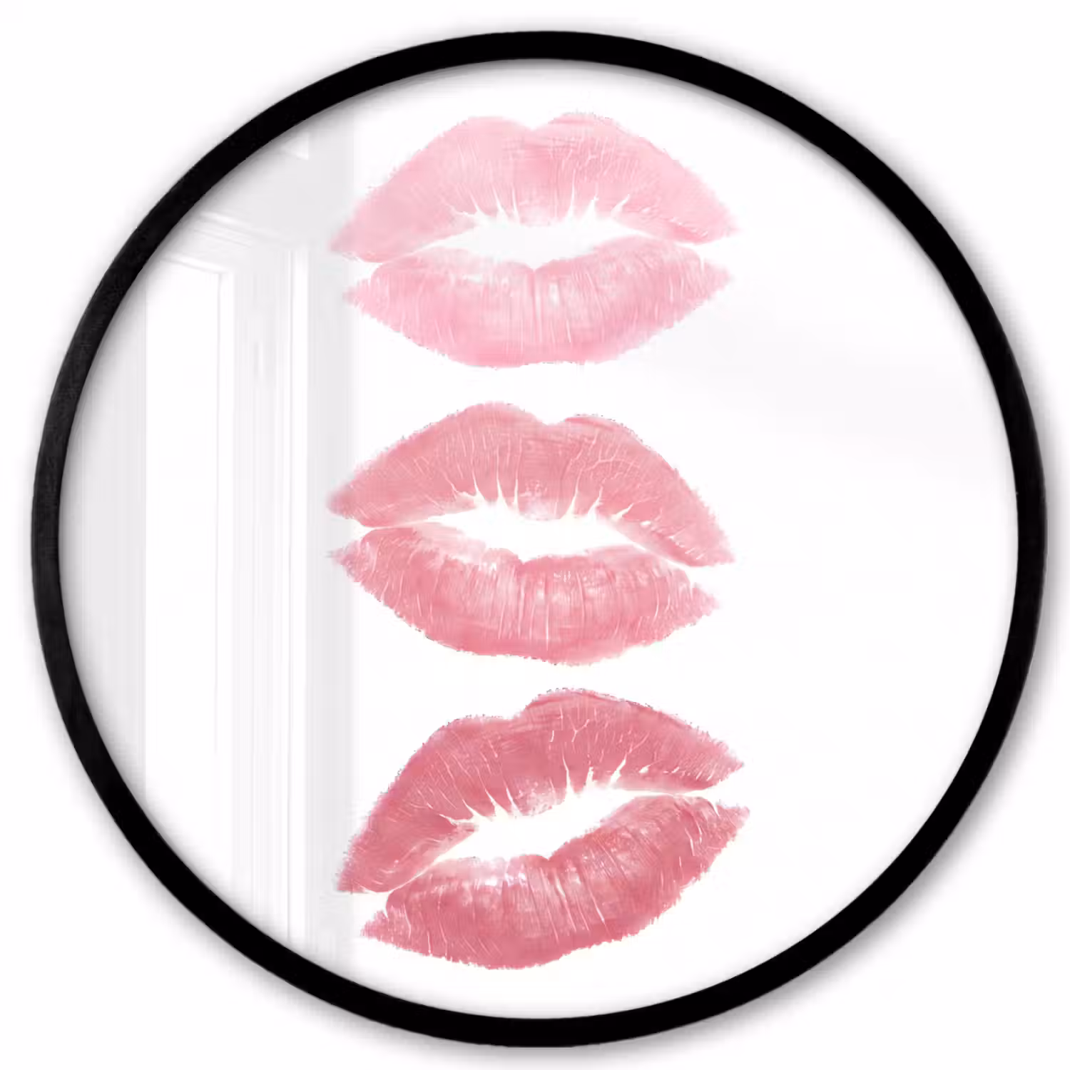 Lippen - Kusafdruk - Roze - Modern - Abstract Fotolijst rond zonder passe partout klein -3d