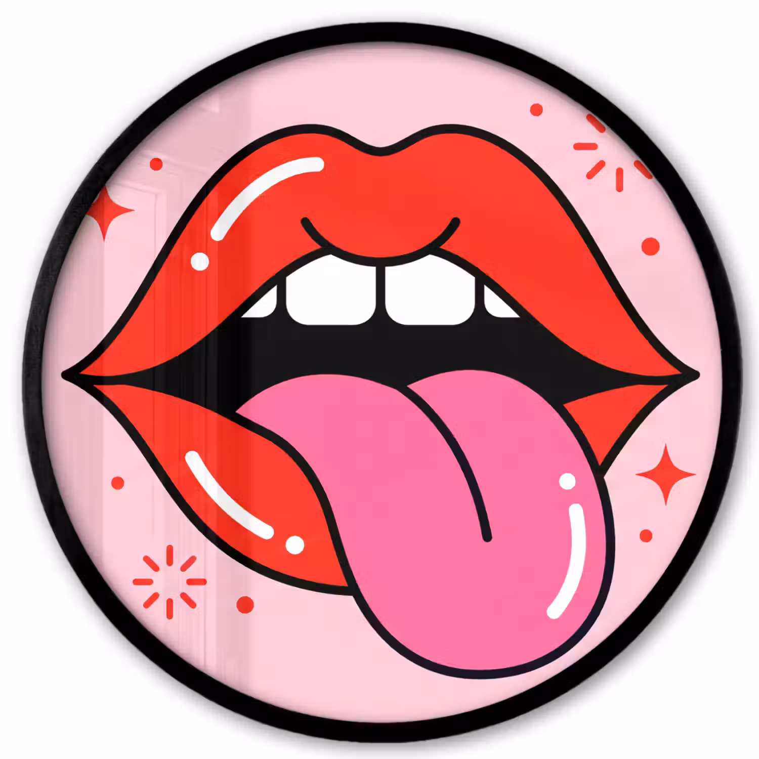 Lippen - Tong - Pop-art - Kleurrijk - Roze Fotolijst rond zonder passe partout klein -3d