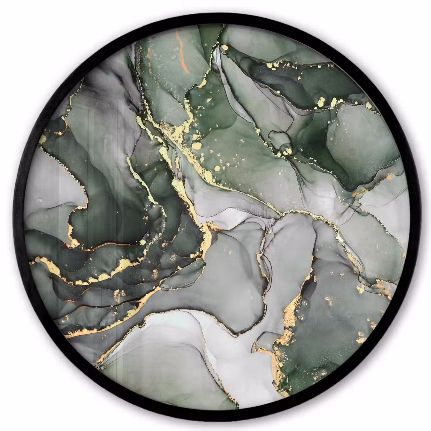 Luxe - Marmer - Groen Fotolijst rond zonder passe partout klein -3d