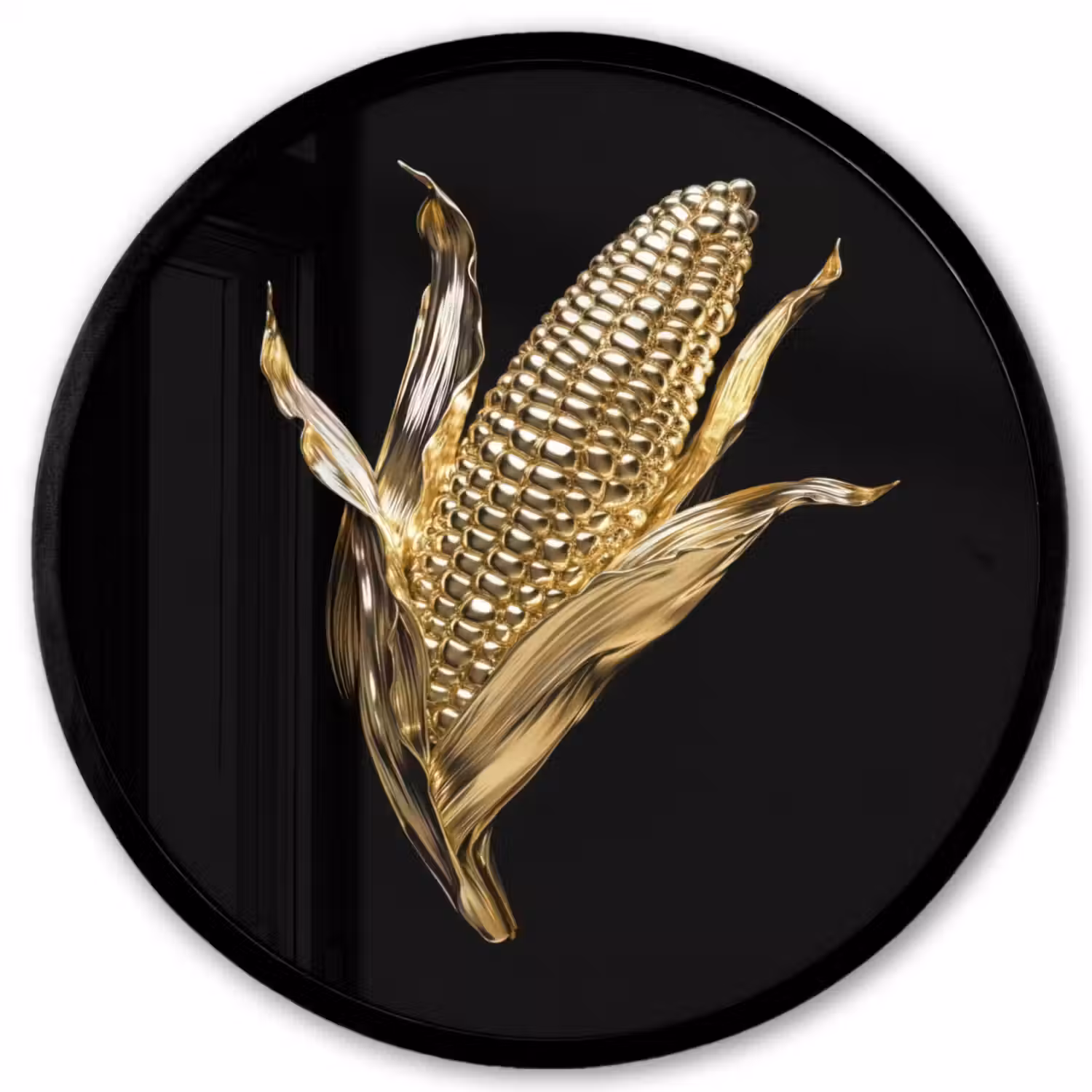 Mais - Eten - Goud - Zwart Fotolijst rond zonder passe partout klein -3d
