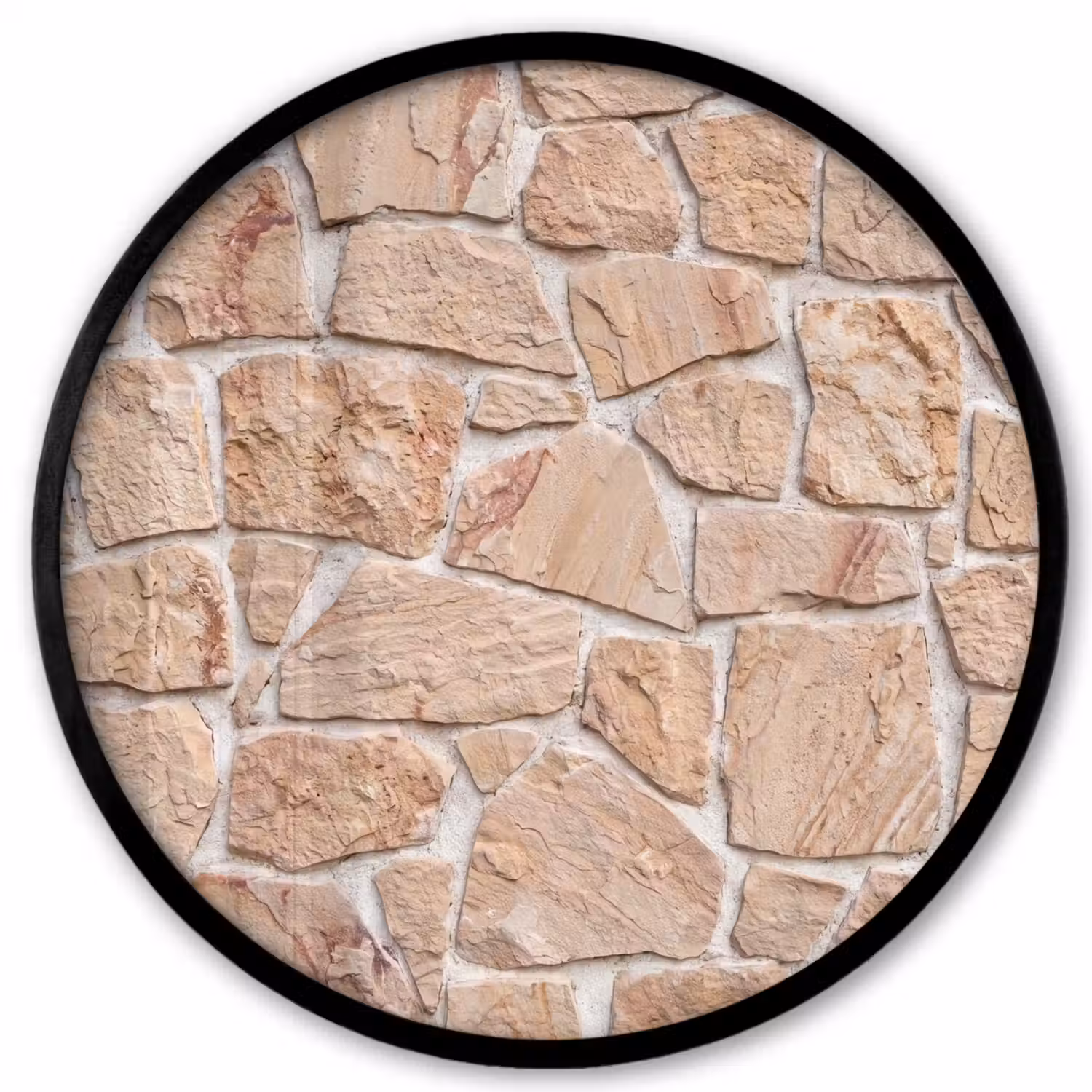 Muur - Steen - Patroon - Rustiek - Beige Fotolijst rond zonder passe partout klein -3d