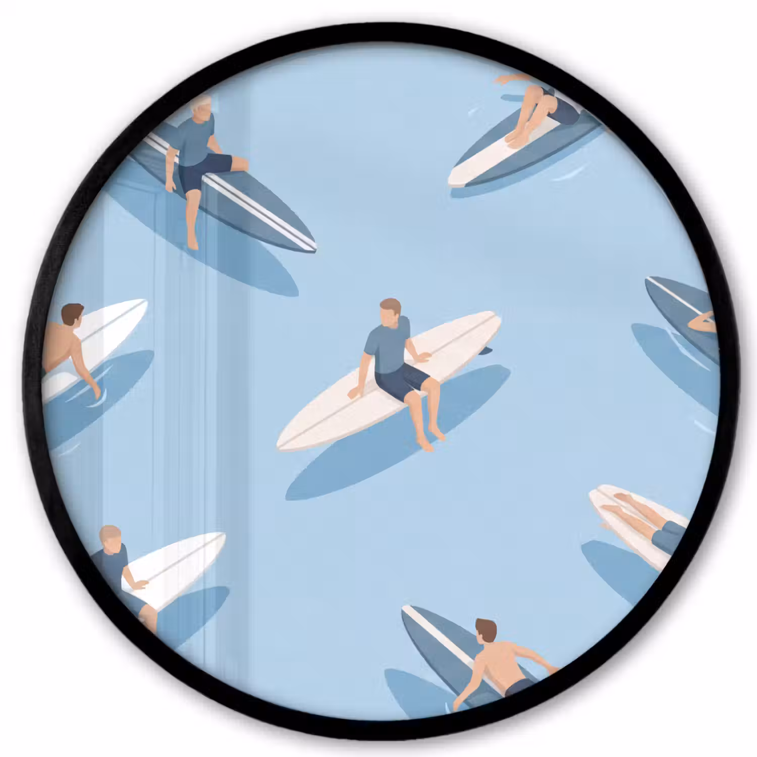 Mensen - Surfen - Water - Zomer - Illustratie Fotolijst rond zonder passe partout klein -3d