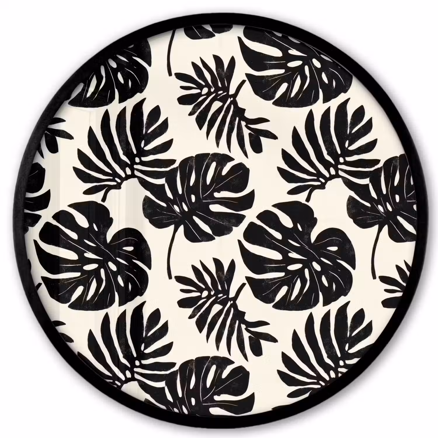 Modern - Monstera - Zwart Fotolijst rond zonder passe partout klein 856 -3d