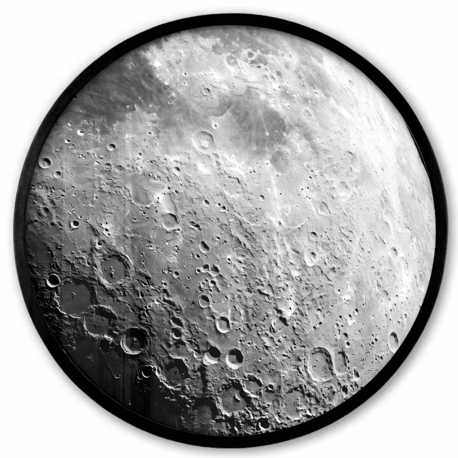 Poster im Rahmen Rund - Mond – Krater – Weltraum - Maan - Kraters - Ruimte Fotolijst rond zonder passe partout klein