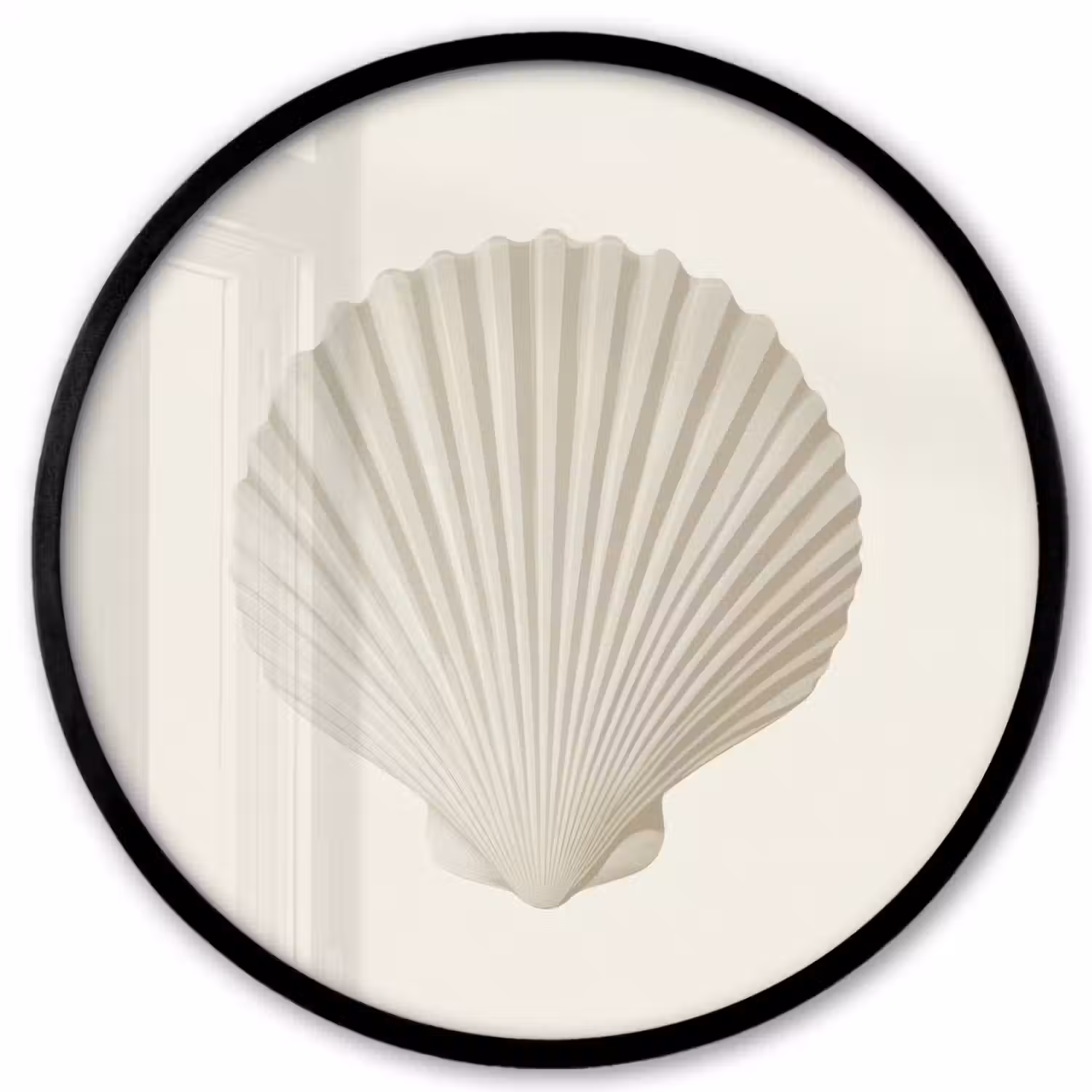 Schelp - Minimalistisch - Wit Fotolijst rond zonder passe partout klein -3d