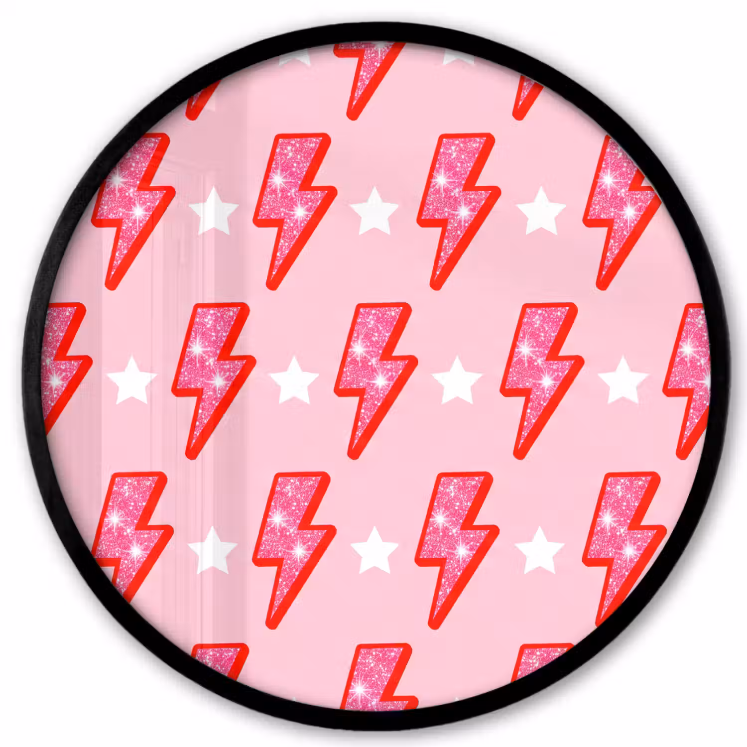 Patroon - Bliksem - Ster - Glitter - Roze Fotolijst rond zonder passe partout klein -3d