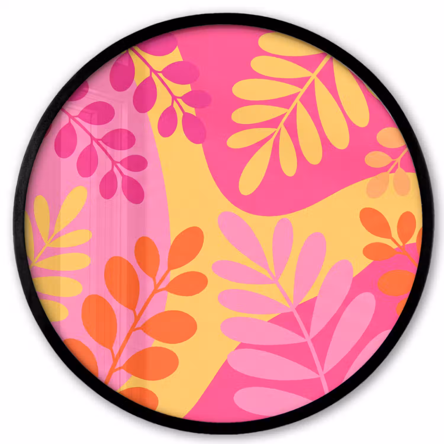 Natuur - Bladeren - Abstract - Roze - Geel Fotolijst rond zonder passe partout klein -3d