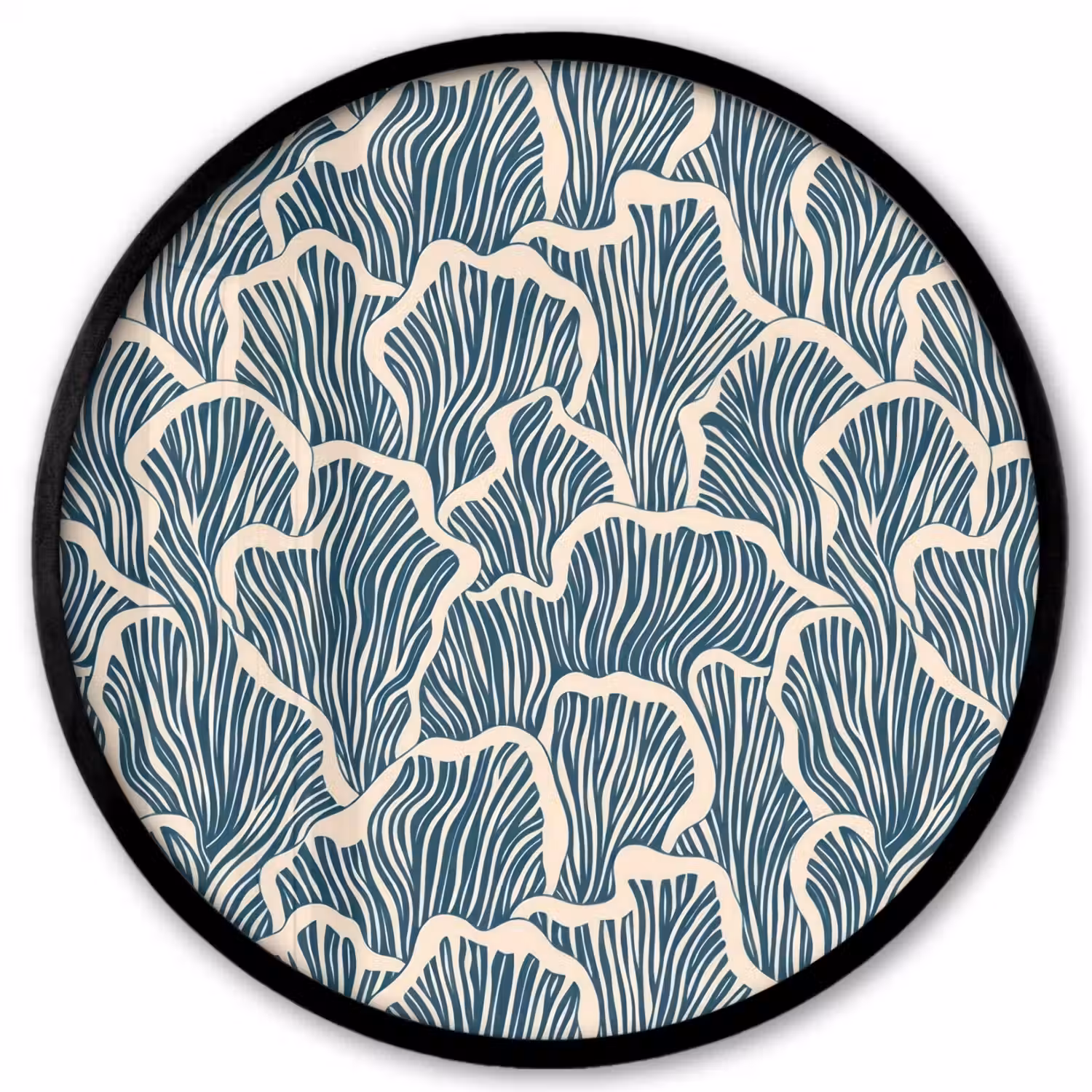 Organisch - Blauw - Crème - Schelpen Fotolijst rond zonder passe partout klein 856 -3d