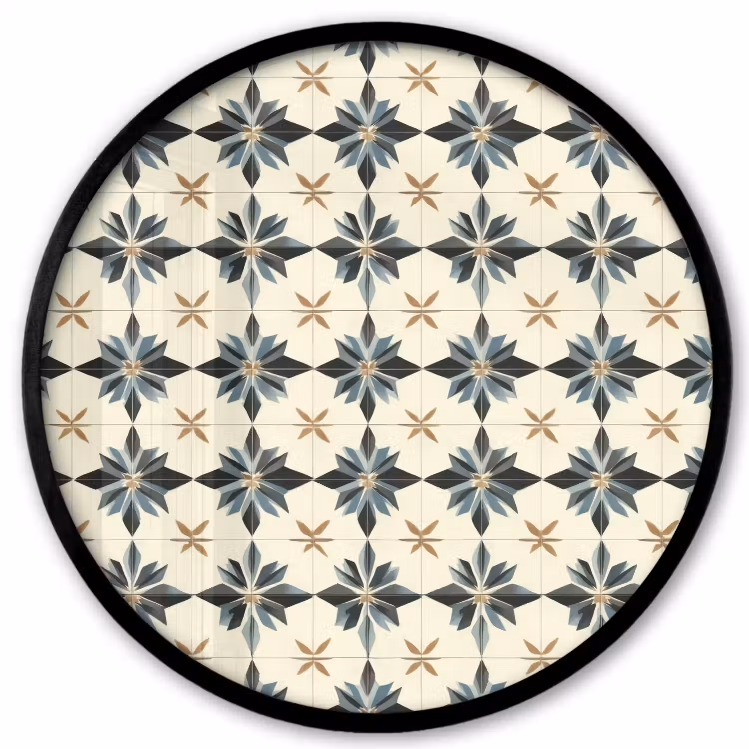 Sierlijk - Ornament - Blauw Fotolijst rond zonder passe partout klein 856 -3d