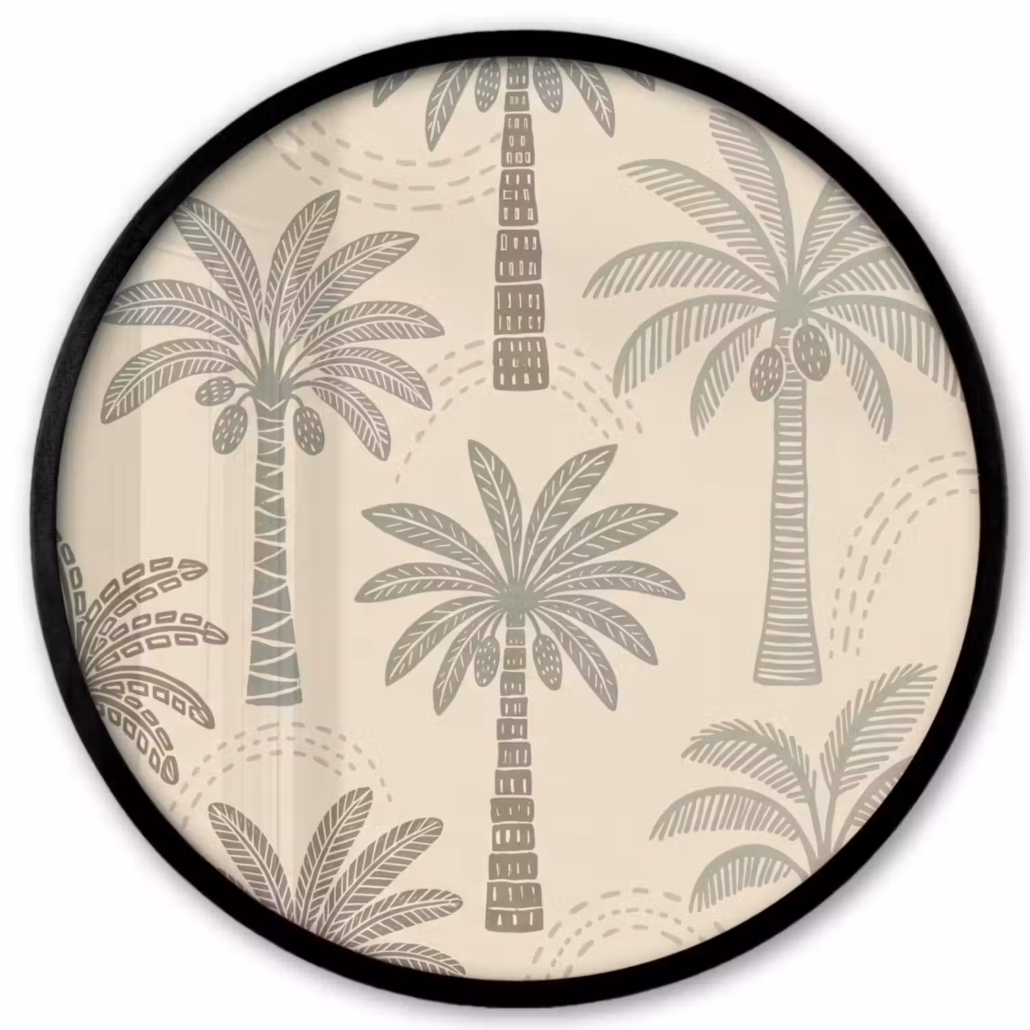 Palmbomen - Patroon - Tropisch - Beige Fotolijst rond zonder passe partout klein -3d