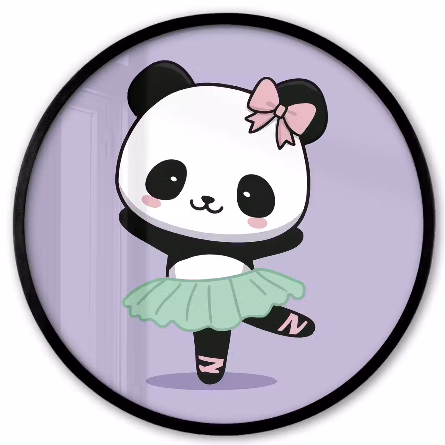 Panda - Paars - Sierlijk - Kawaii Fotolijst rond zonder passe partout klein -3d