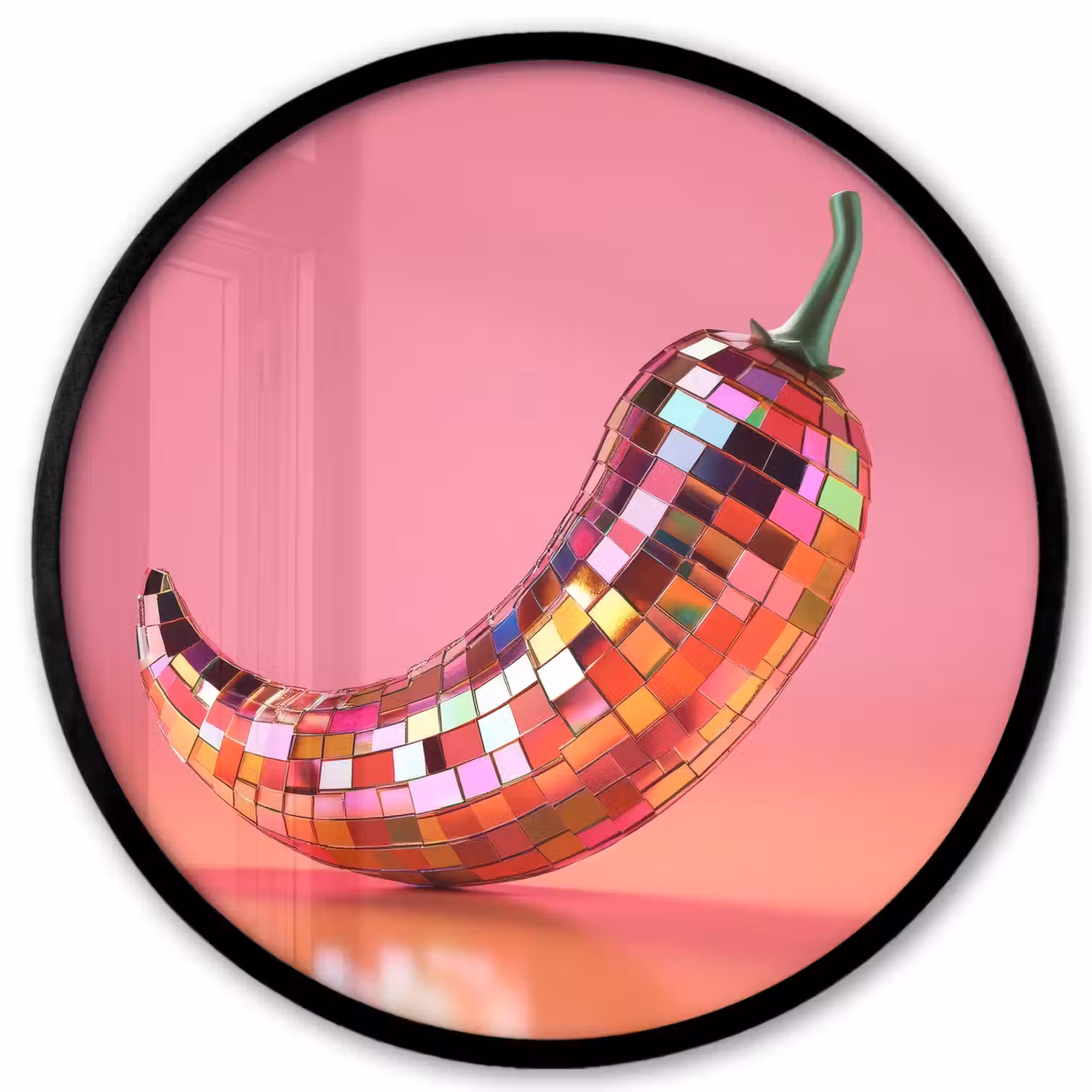 Peper - Disco - Rood - Glitter Fotolijst rond zonder passe partout klein -3d