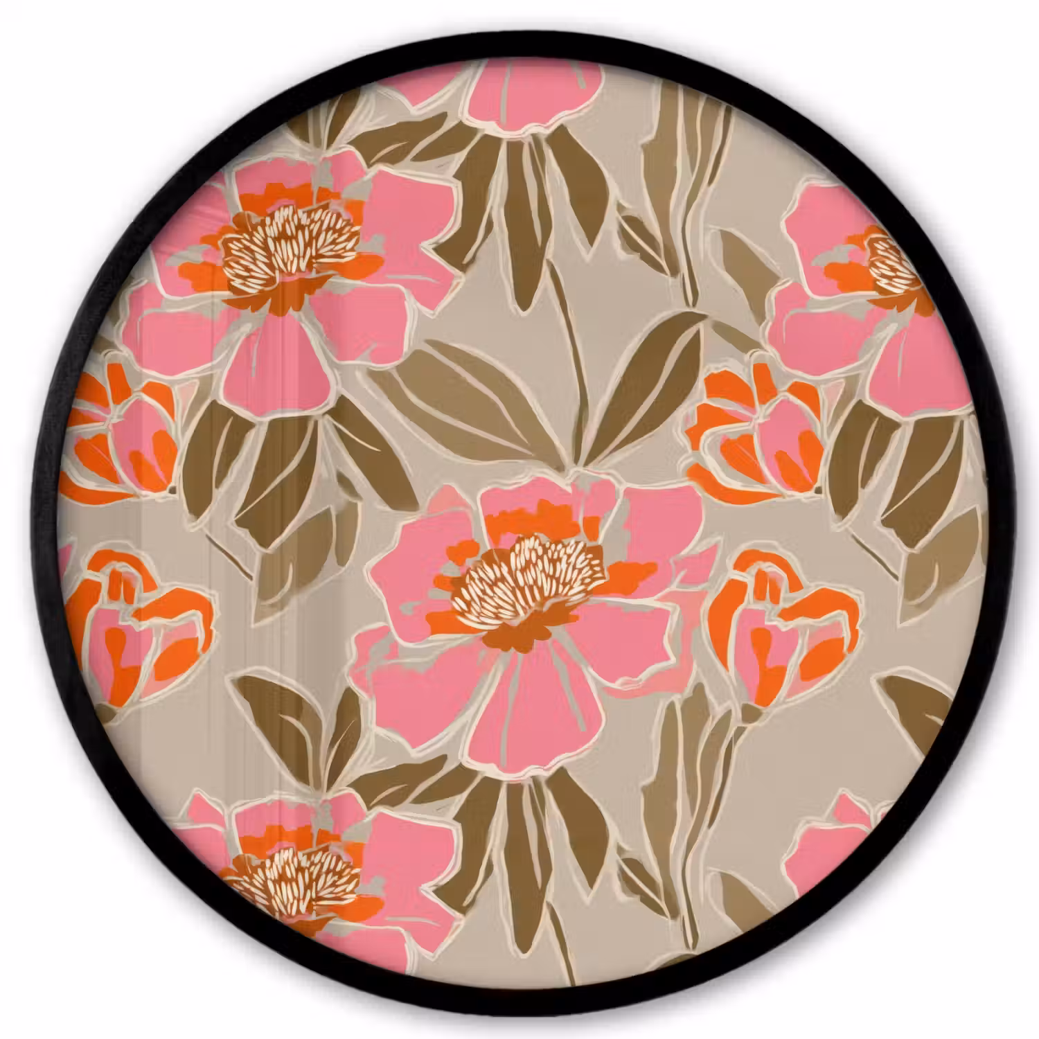 Pioenrozen - Patroon - Roze Fotolijst rond zonder passe partout klein 856 -3d