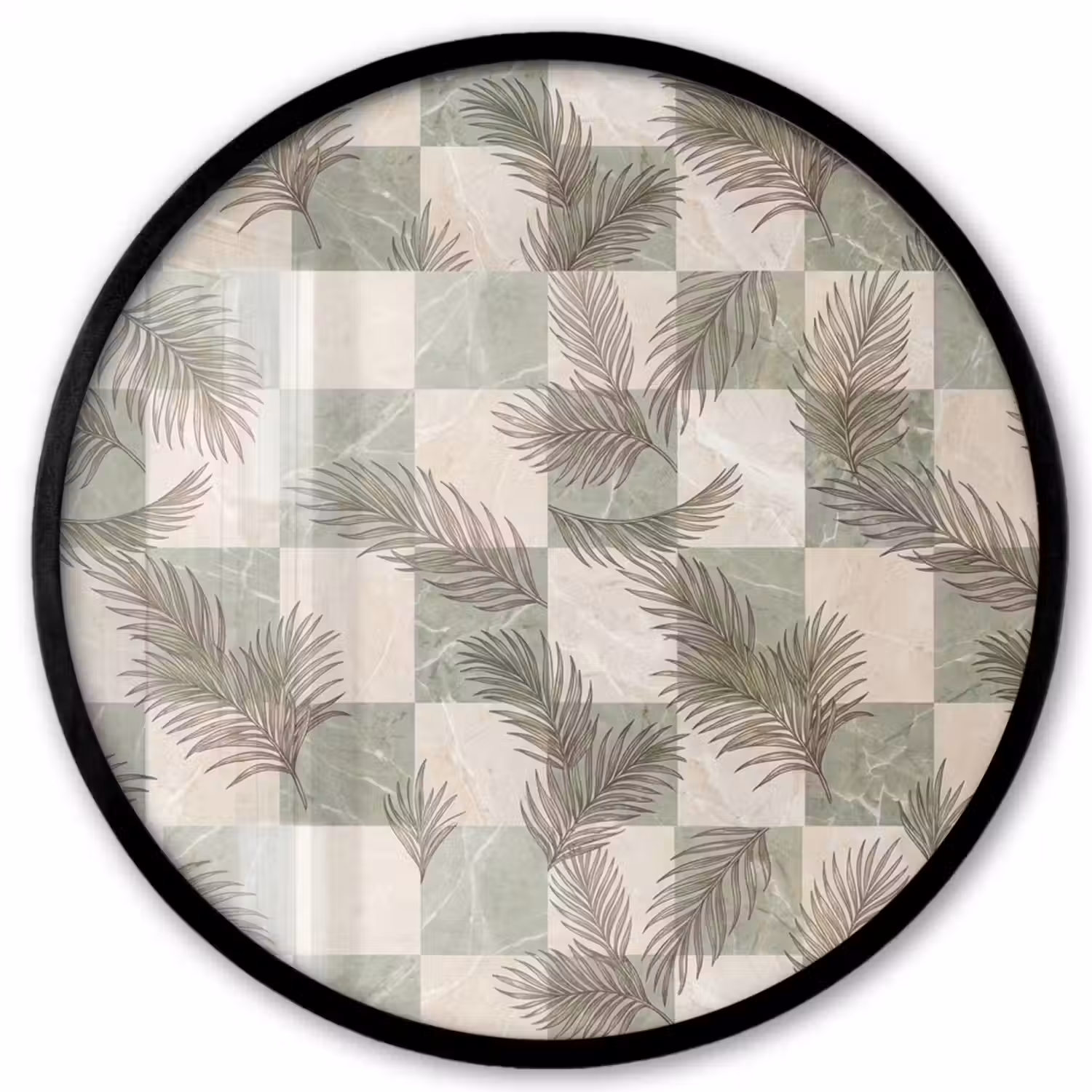 Planten - Bladeren - Marmer - Modern - Groen Fotolijst rond zonder passe partout klein -3d