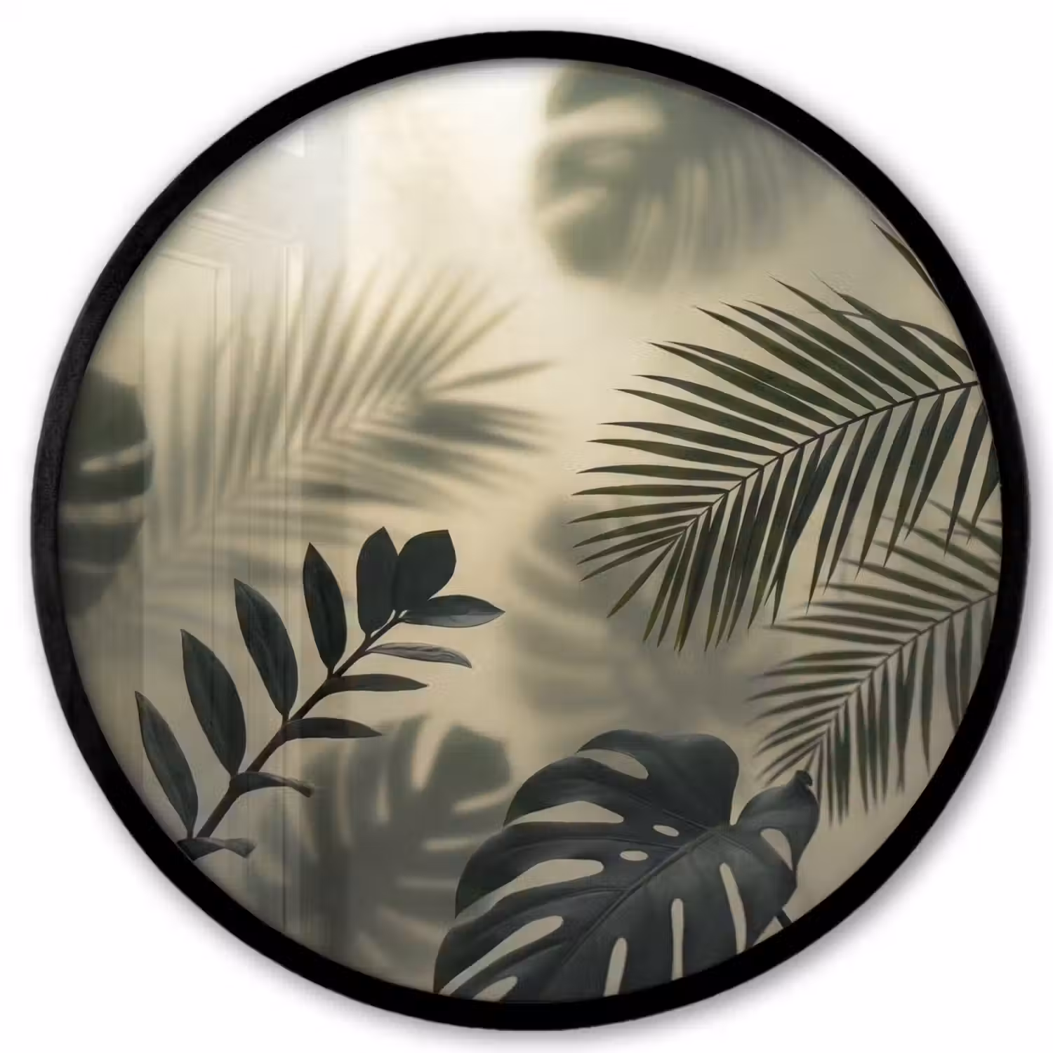 Planten - Bladeren - Schaduwen - Groen - Modern Fotolijst rond zonder passe partout klein -3d