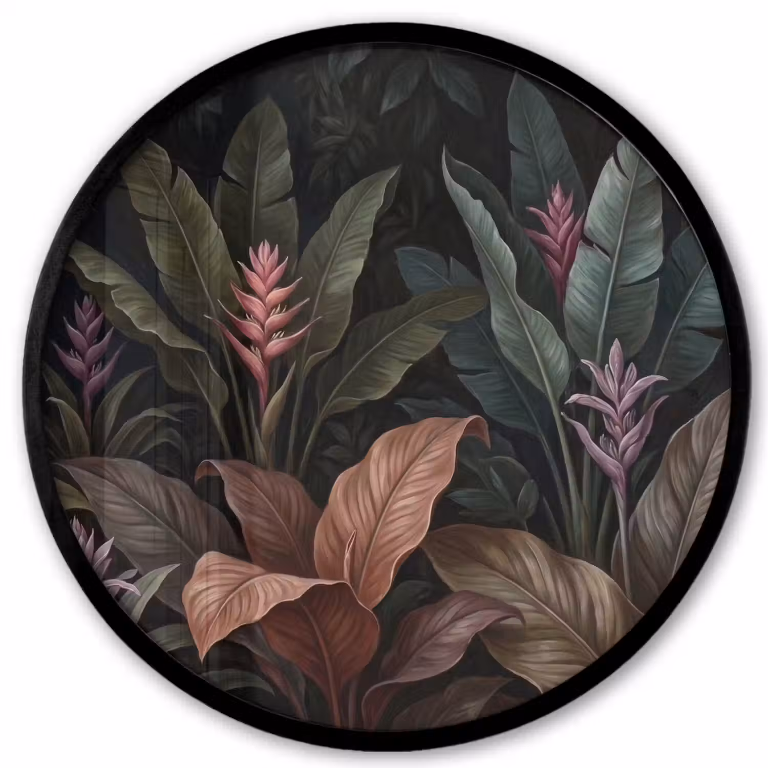 Planten - Tropisch - Jungle - Donker - Natuur Fotolijst rond zonder passe partout klein -3d