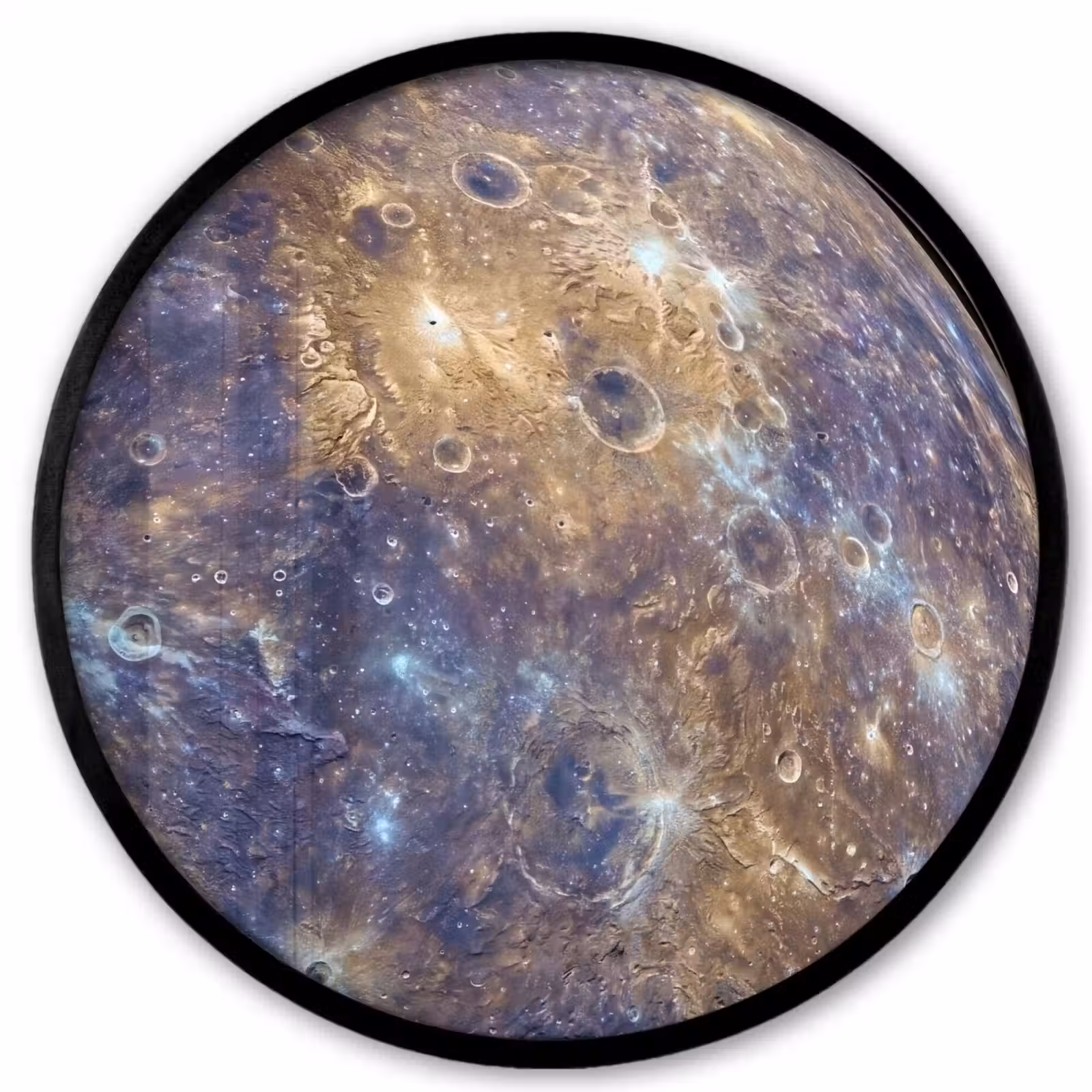 Poster im Rahmen Rund - Planet – Krater – Weltraum - Planeet - Kraters - Ruimte Fotolijst rond zonder passe partout klein