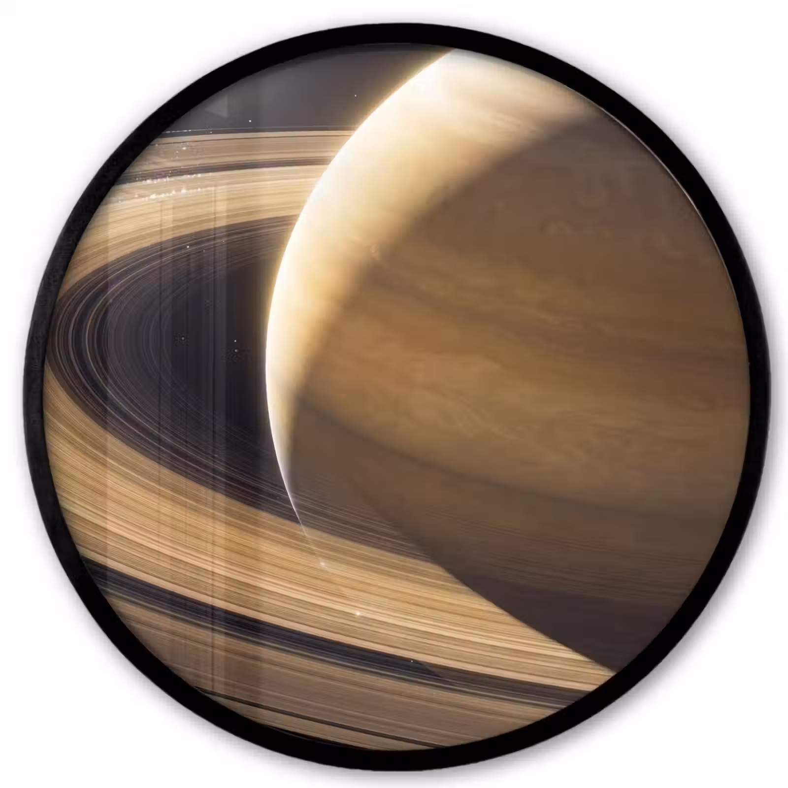 Poster im Rahmen Rund - Planet – Ringe – Weltraum - Planeet - Ringen - Ruimte Fotolijst rond zonder passe partout klein
